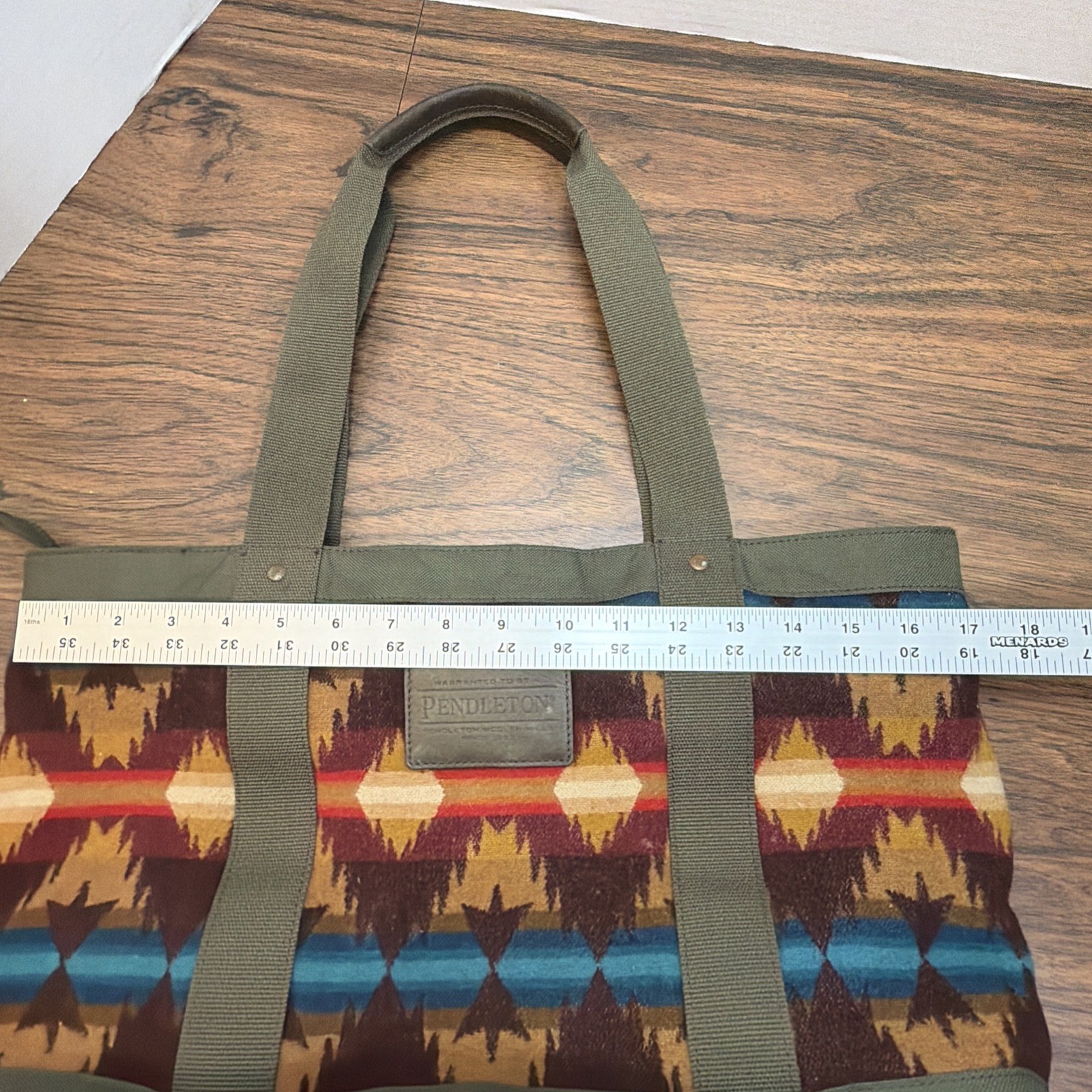 Pendleton Woolen Mills Tote Bag Aztec Southwestern – Spilt Red Polish Inside