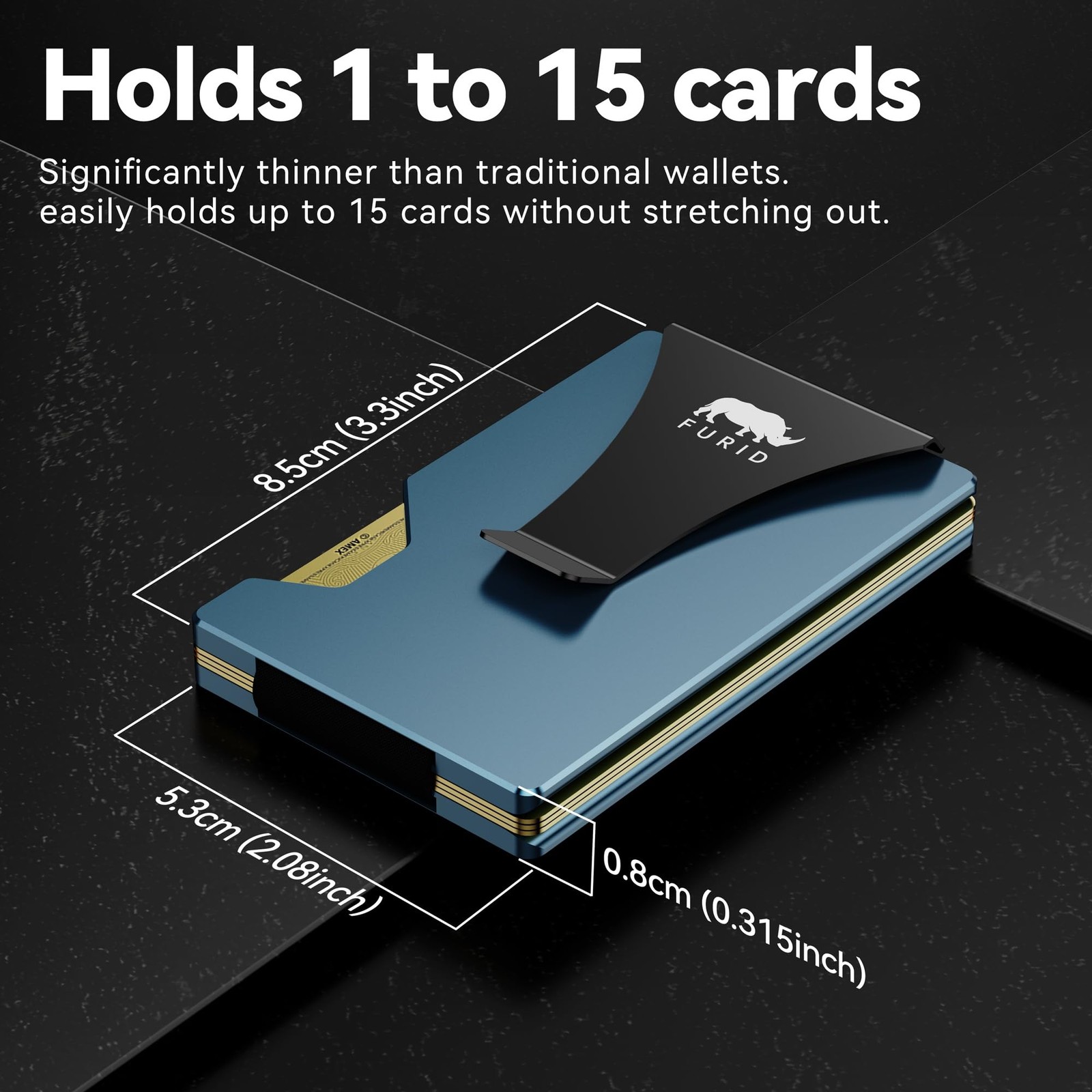 Minimalist Card Wallet for Men Slim: Rfid Metal Standard, Aluminum Slate