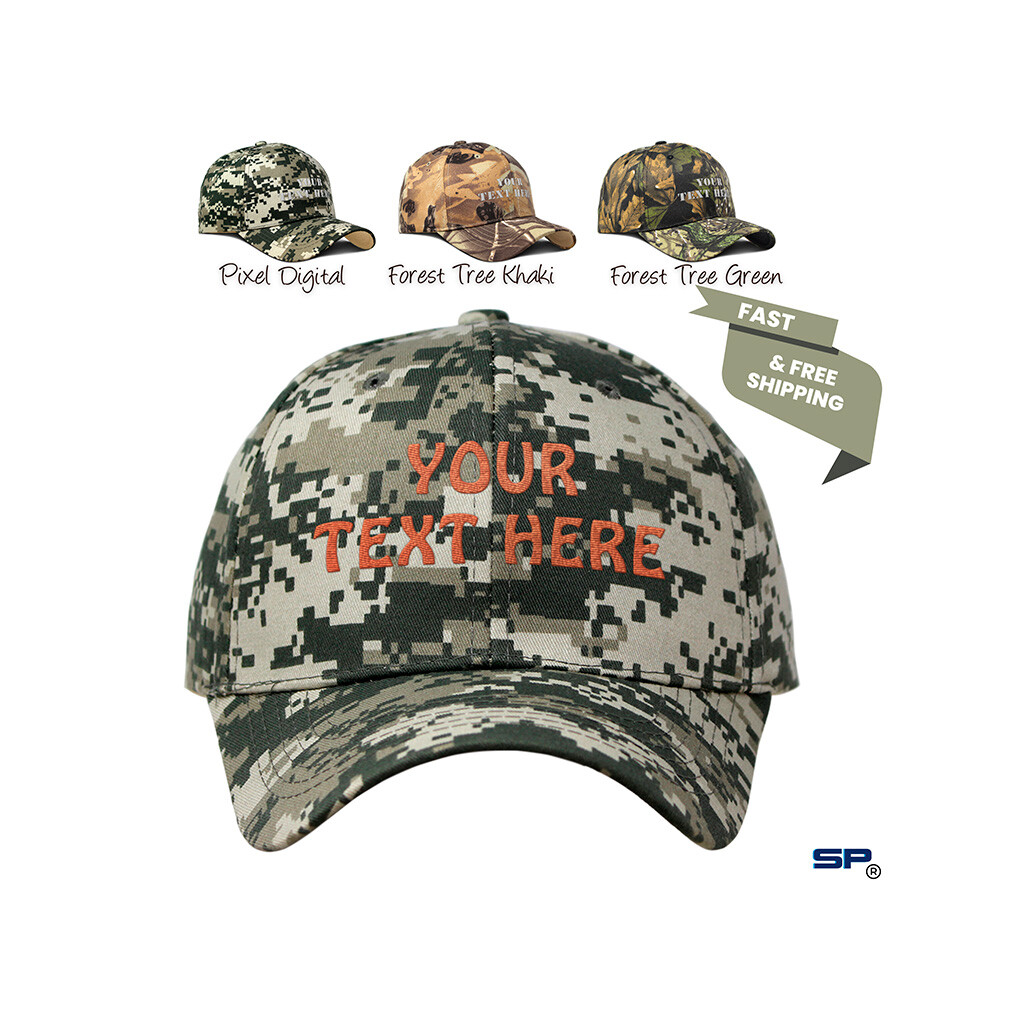 Custom Embroidered Camo Baseball Cap Cotton Hunting Dad Hats for Men & Women