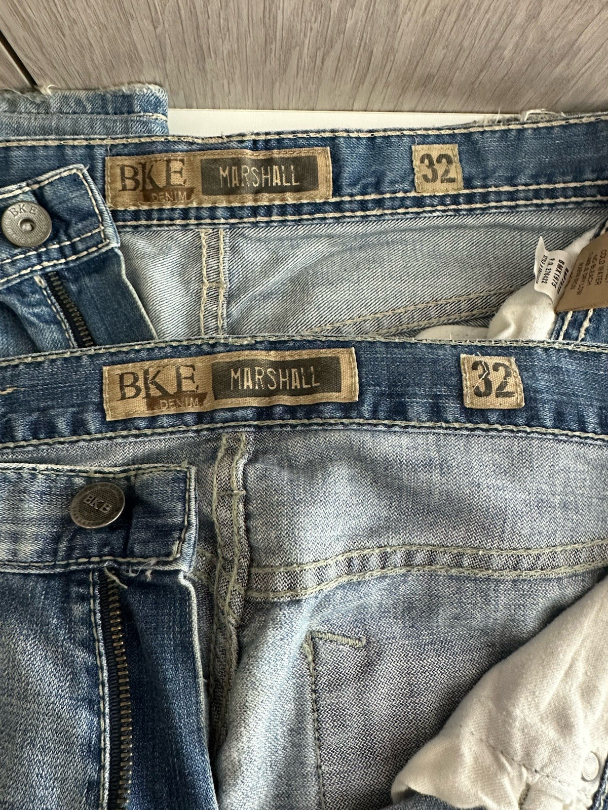 Buckle BKE 2 Pair Jeans Men 32×31 Blue Marshall Denim Pant Washed Out Faded