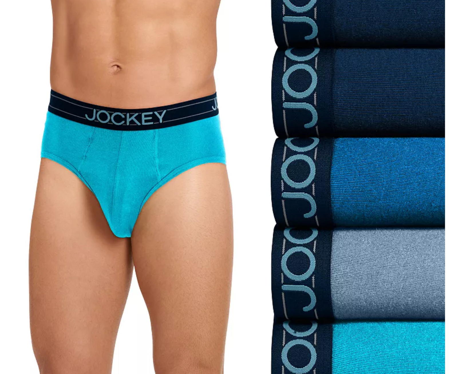 Men’s Jockey 5-Pack Cotton Blend Briefs (Multi Blue Colors) Underwear