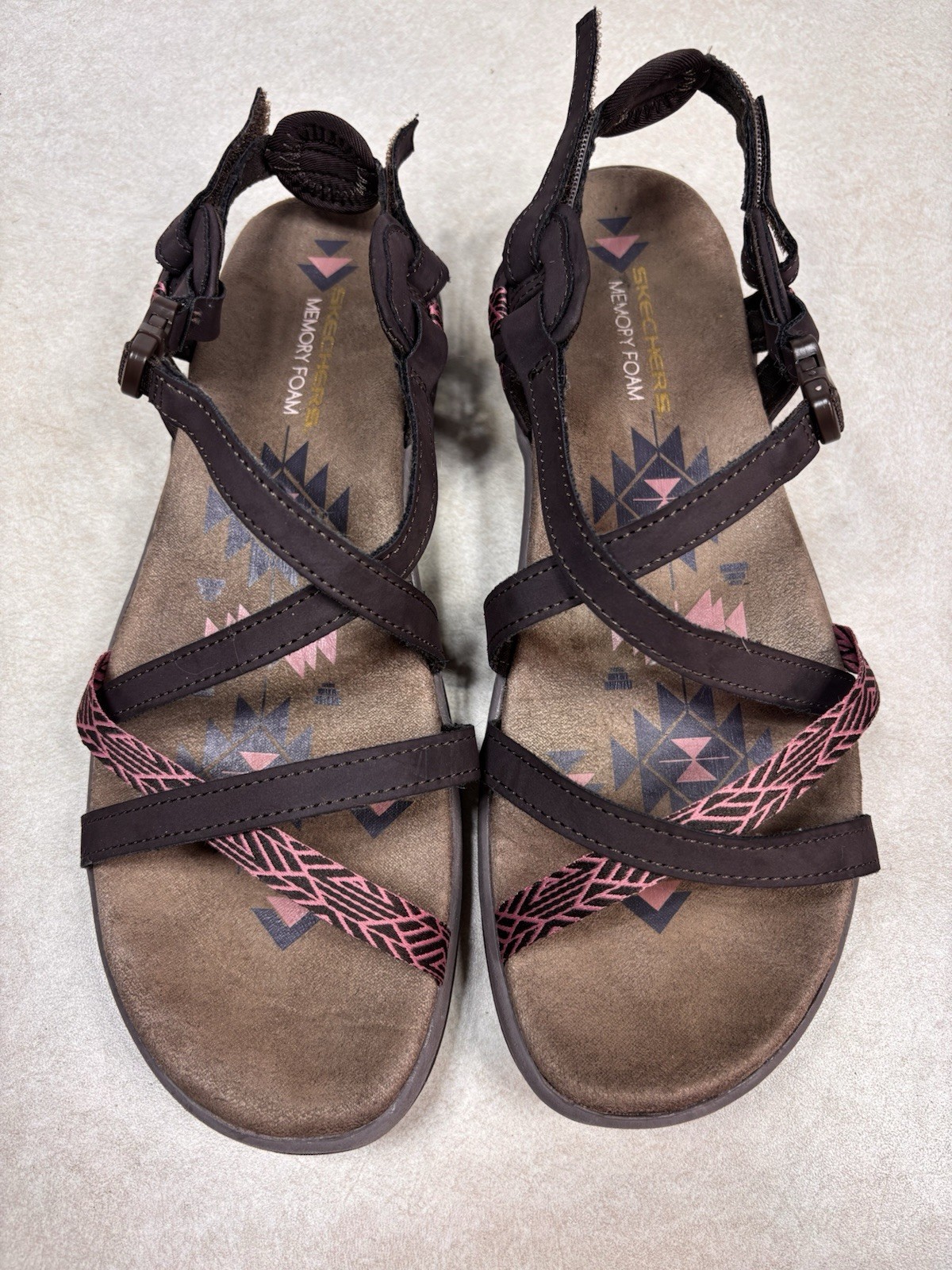 Skechers Reggae Slim – Vacay Sandals Thin Strappy Buckle Slides Women’s Sz 9.5