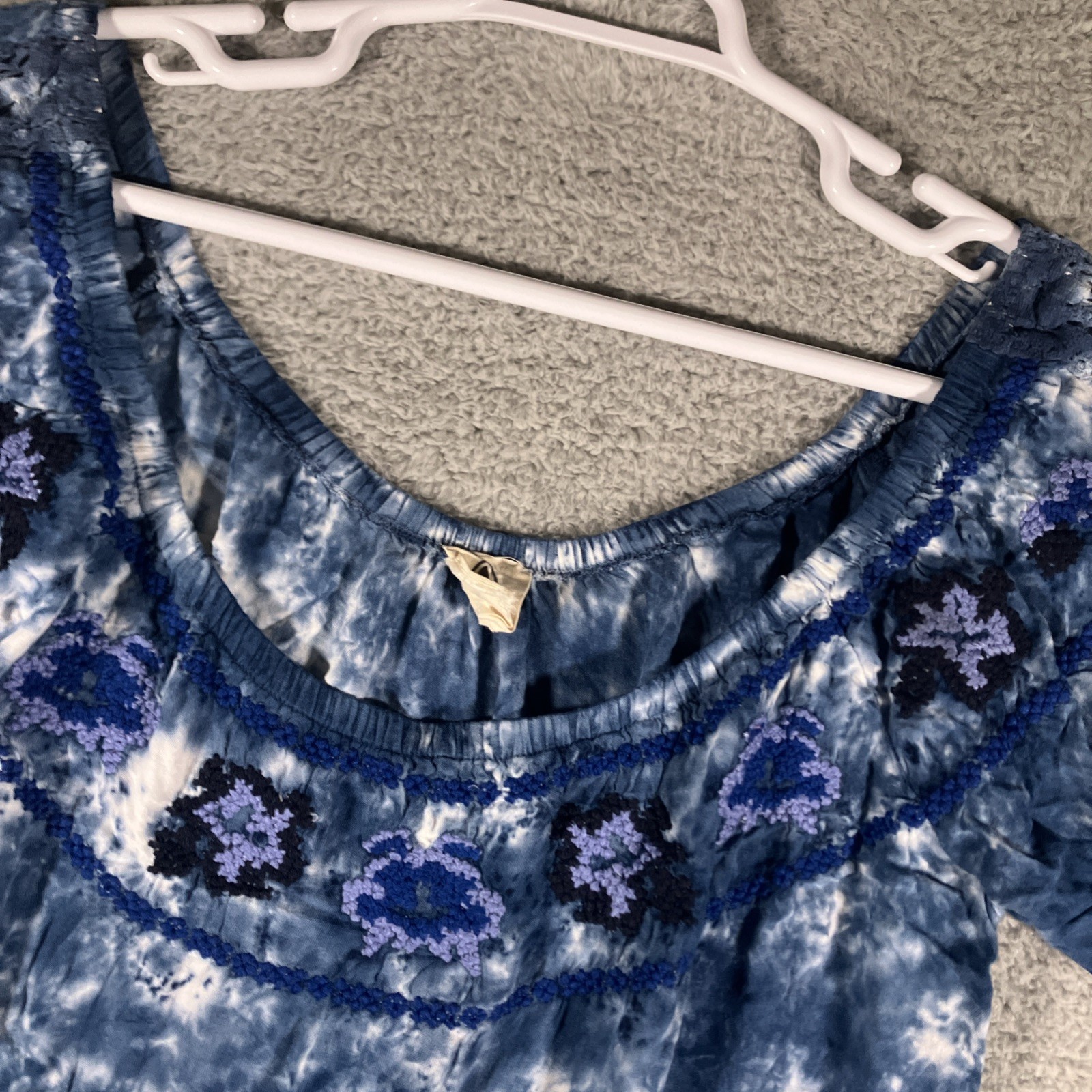Spade & Heart Tie Dye Floral Crocheted Tunic Womens Small Bohemian Bloomcore
