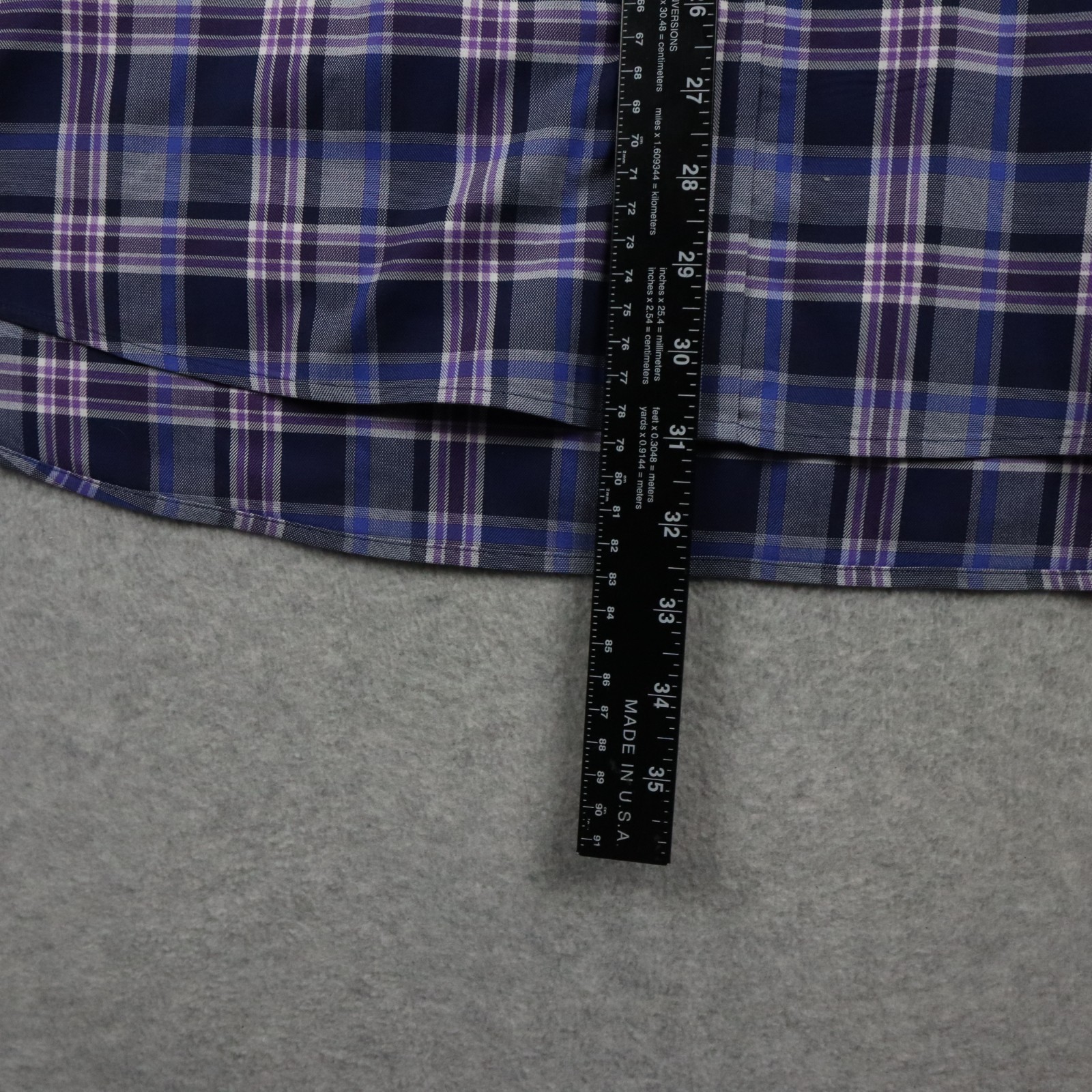 Hathaway Shirt Mens Large Non-Iron Pocket Button Down Purple Plaid Long Sleeve