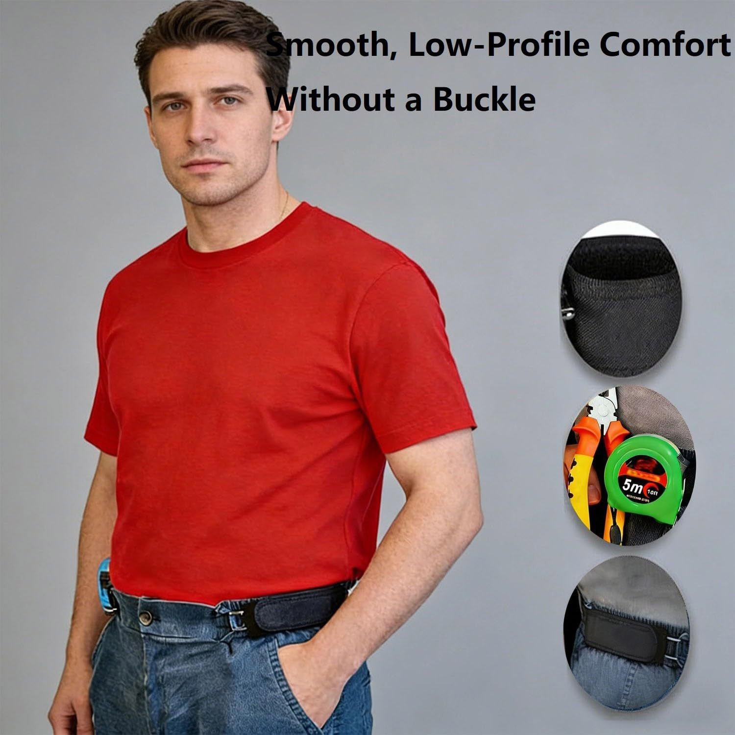 Portable elastic belt adjustable buckle available for men and women