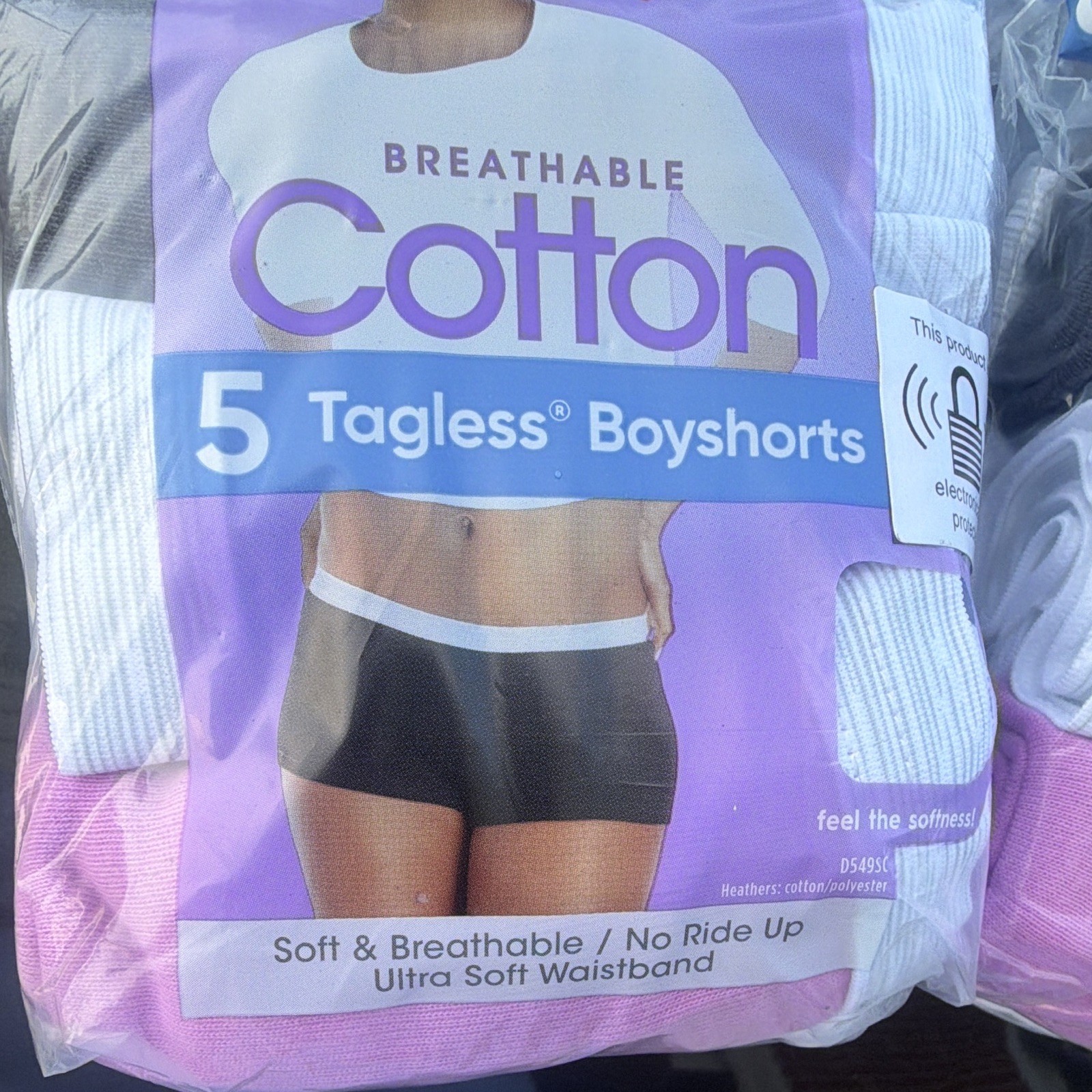 Hanes Breathable Cotton Tagless Boyshort Panties 5 Pack 8/XL Multicolor