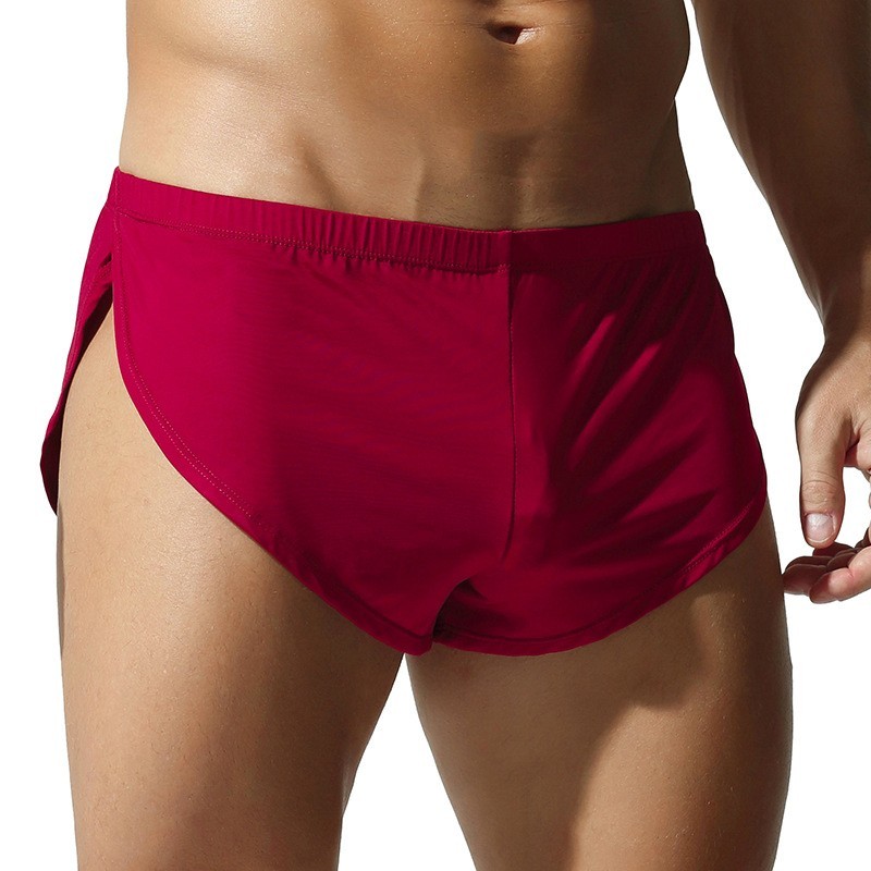 Sexy Men’s Side Slit Boxer Trunks Soft Breathable High Cut Shorts Underwear