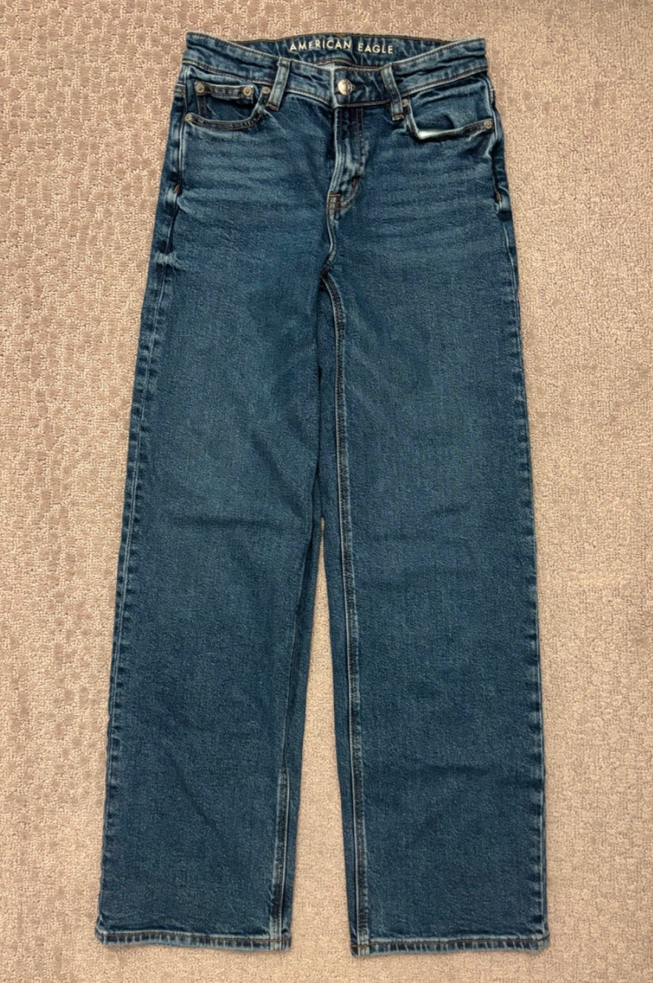 American Eagle High Rise Dark Wash Straight Leg Denim Jeans Size 000 Regular