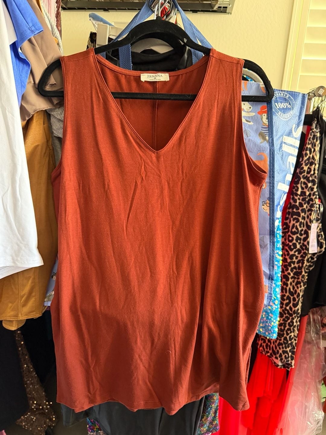 Zenana Luxe Rayon V-Neck Sleeveless High-Low Tank Top