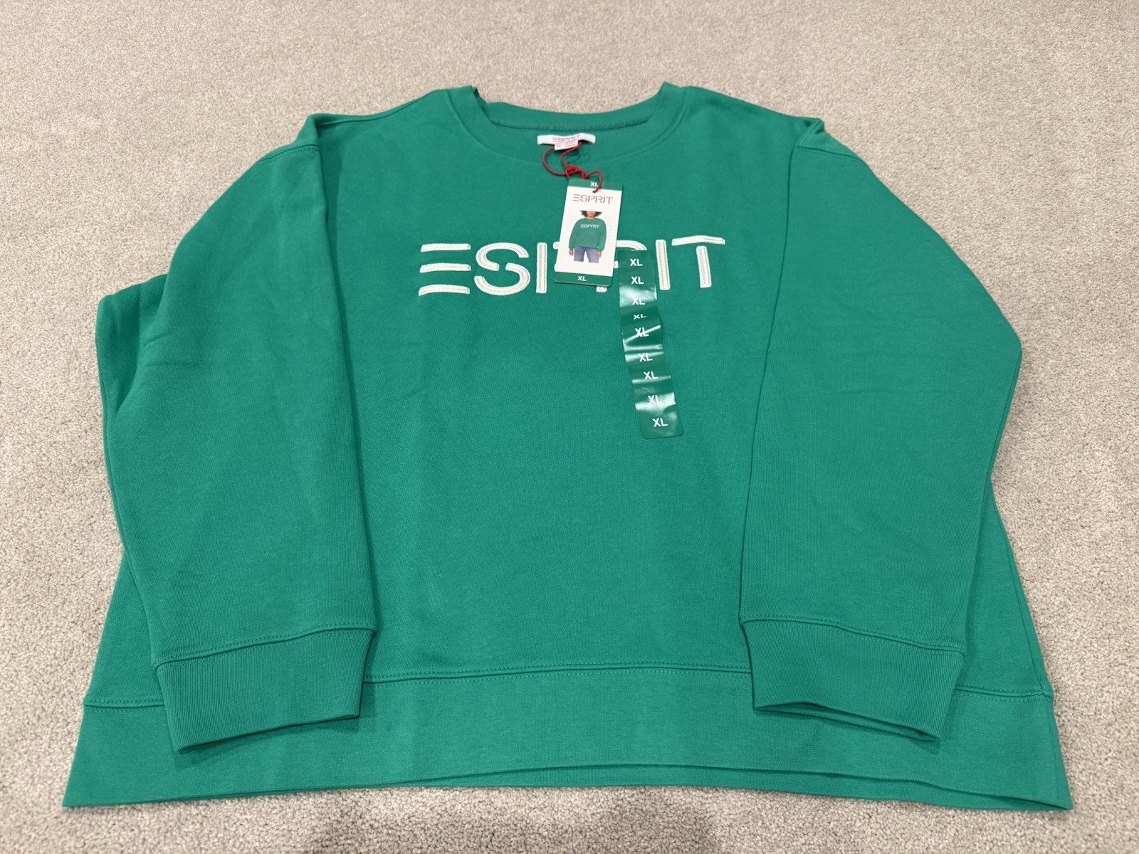 ESPRIT Sweatshirt White Green Blue Retro Logo Size XL X-Large Women’s – 3 Pack
