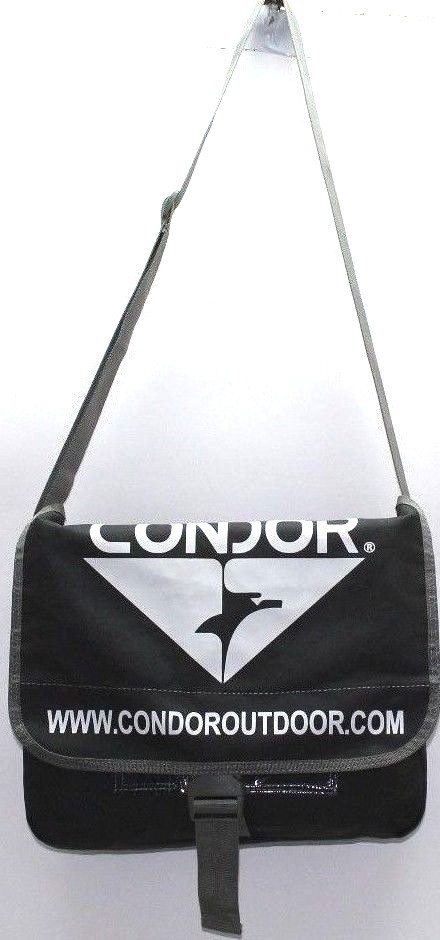 Condor nylon messenger bag carry on grey 14 1/2in W x 4in D x 12in H each E7353