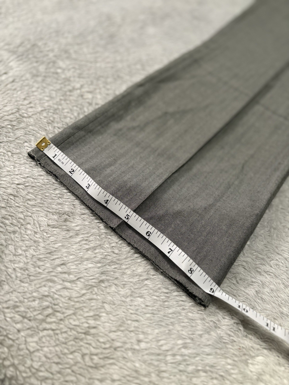 New Galliani Gray Wool Pleated Dress Pants Size 36 Italy Herringbone Unhemmed