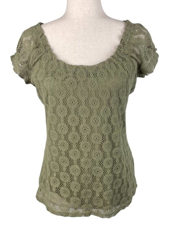 Vintage Y2K Axcess Liz Claiborne Lace Crochet Top Size Medium Fairy Grunge Boho