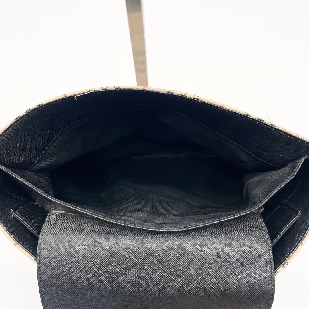 Burberry Nova Check Leather Tote Bag, 8.7×10.6×4.7in, Used