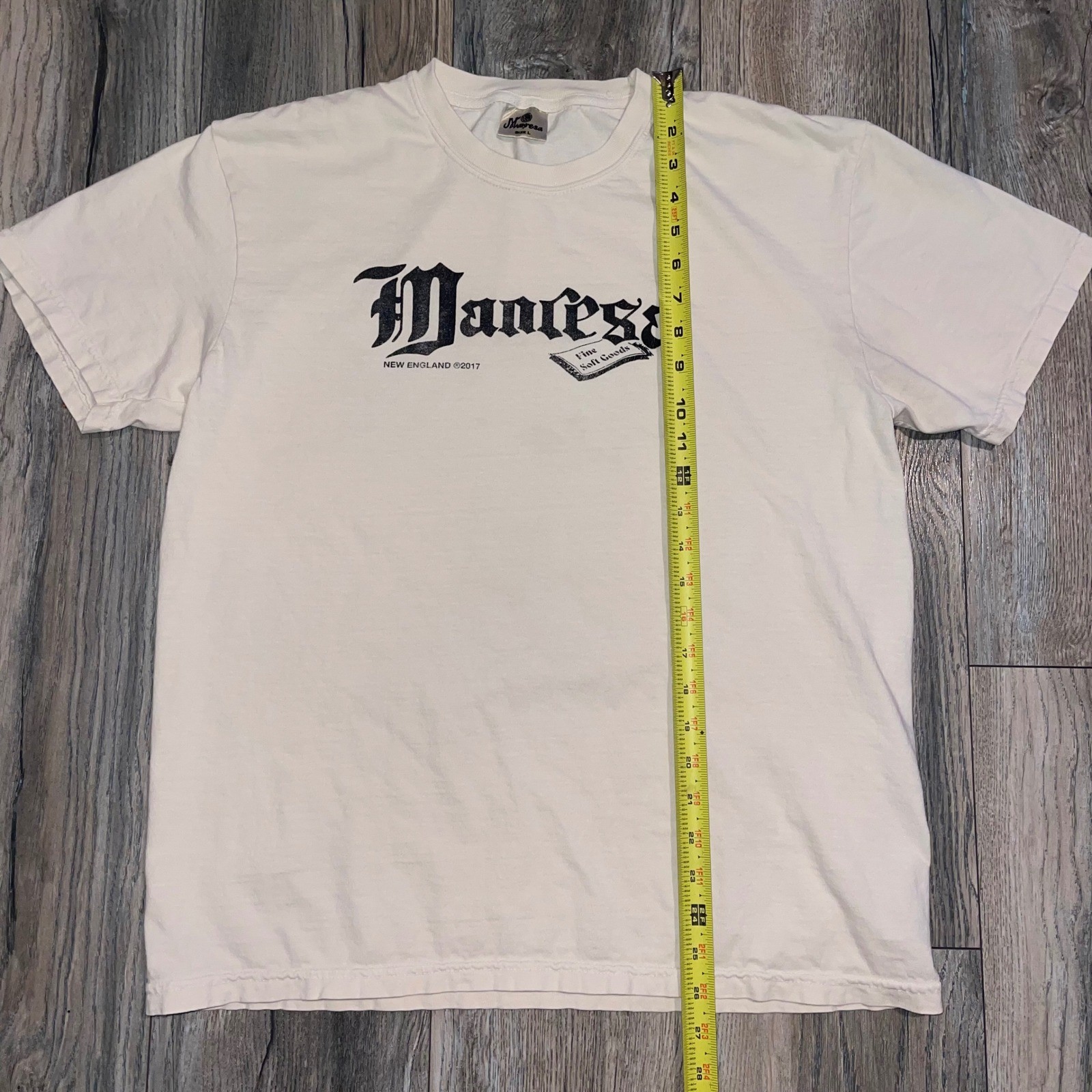Manresa New England Fine Soft Goods Graphic T-Shirt Mens Large White Streetwear