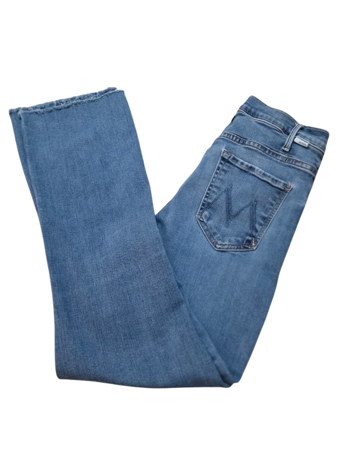 Mother Hustler Patch Pocket Ankle Fray Jeans in Healing Jar High Rise – 27