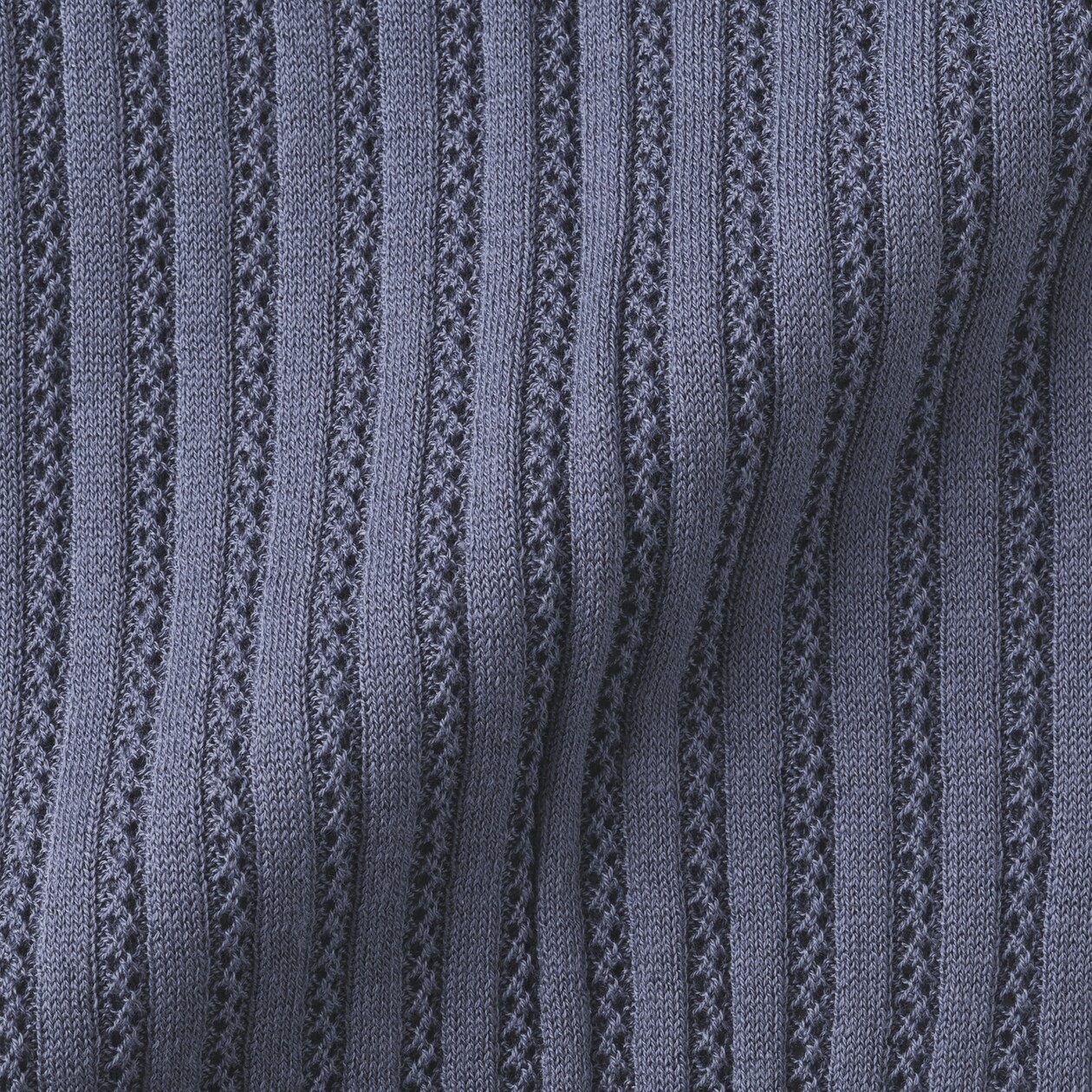 MUJI Smooth Ribbed See-through 1/2 Sleeve Polo Cardigan Smoky Blue FedEx