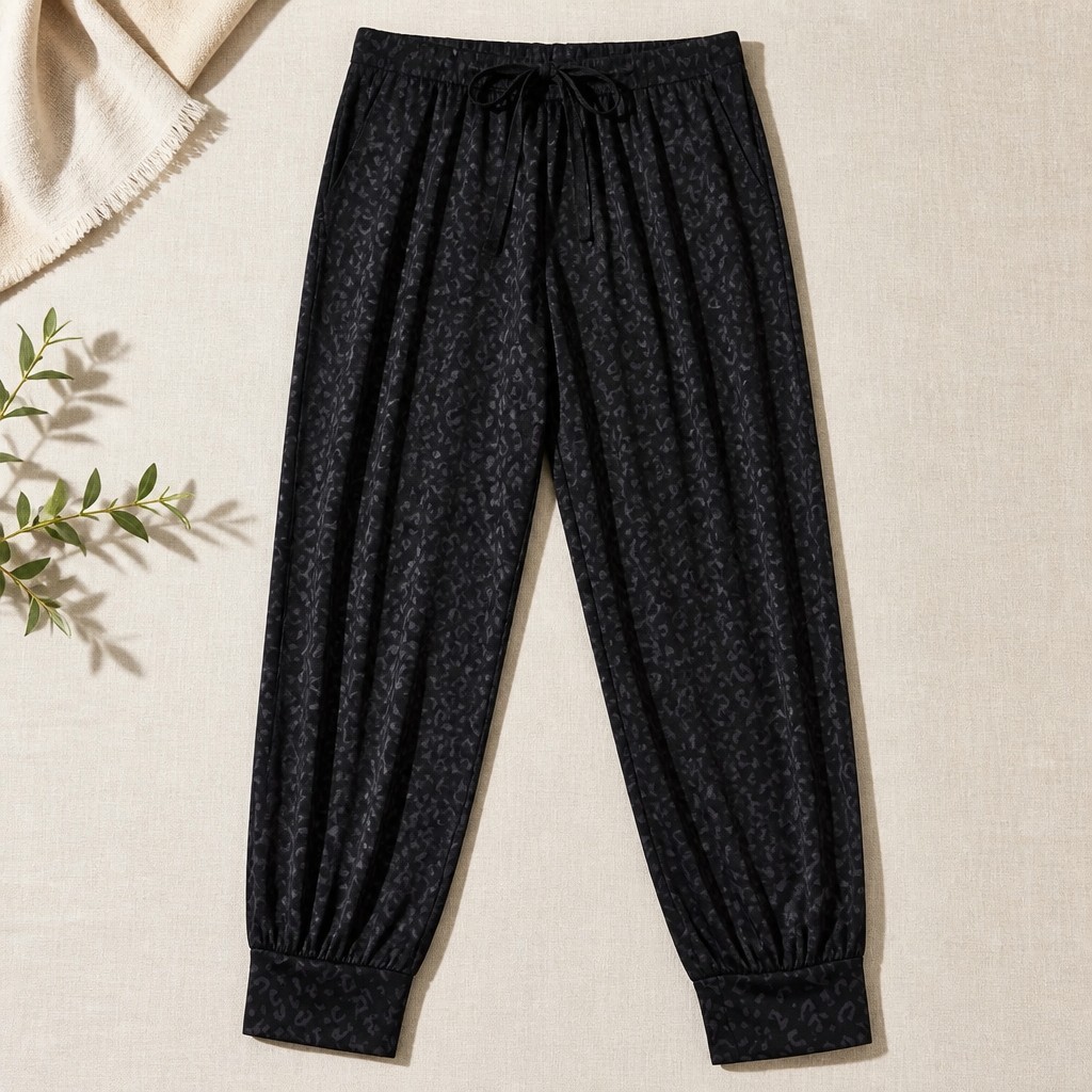 Black Leopard Print Lounge Pants