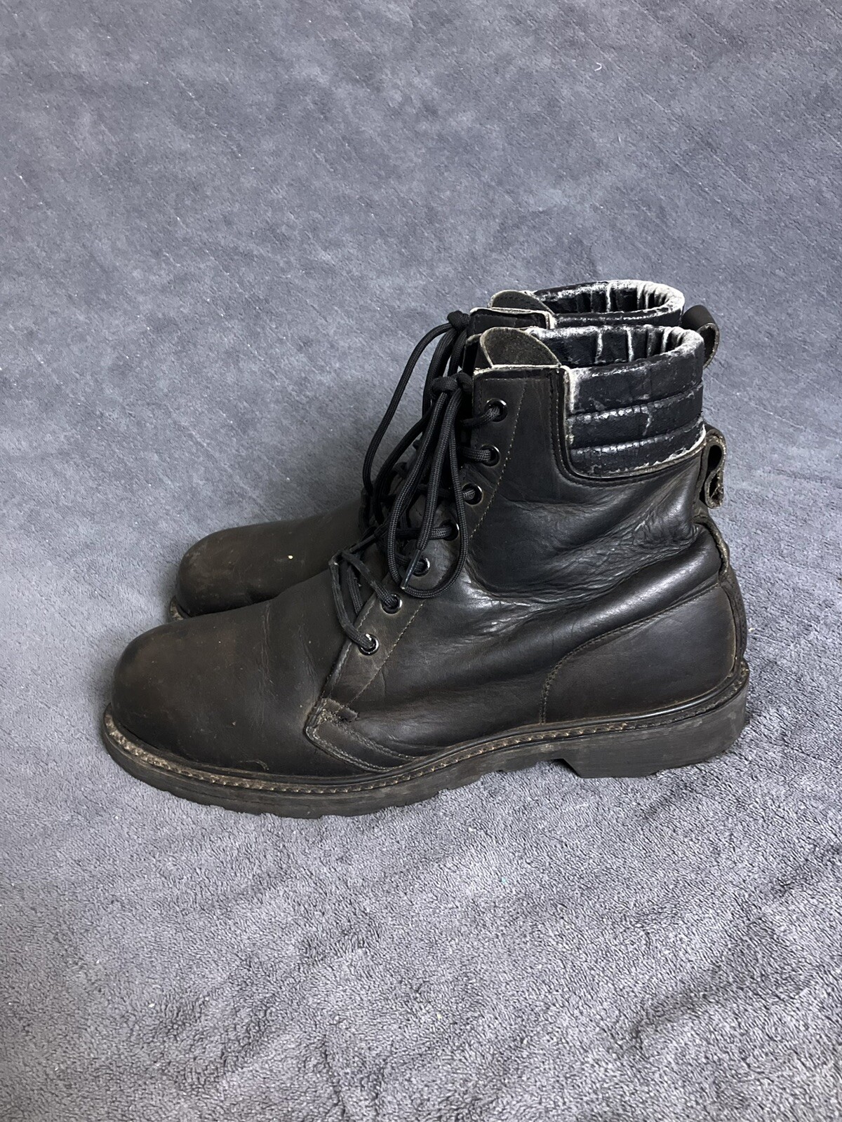 VTG Iron Age Steel Toe Boots Men’s 12 M Lace Up Black Goodyear MADE IN USA