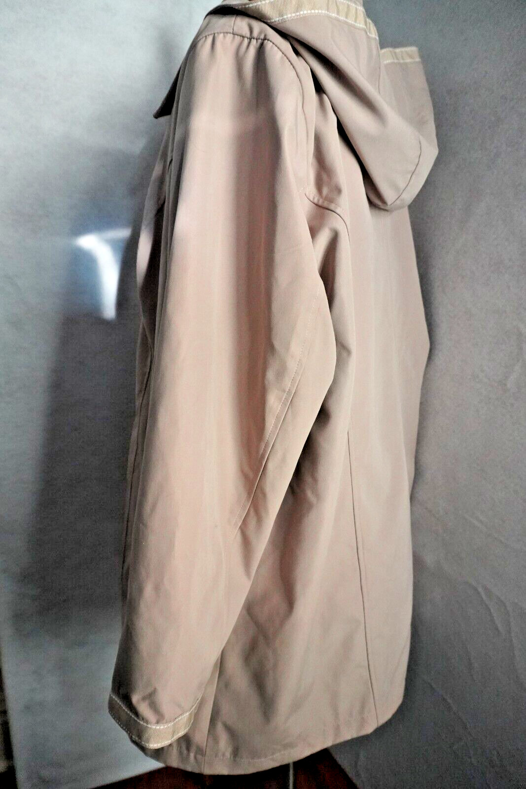 Dennis Basso Beige Zipper Front Hood Lined Water-Resistant Coat size 2X