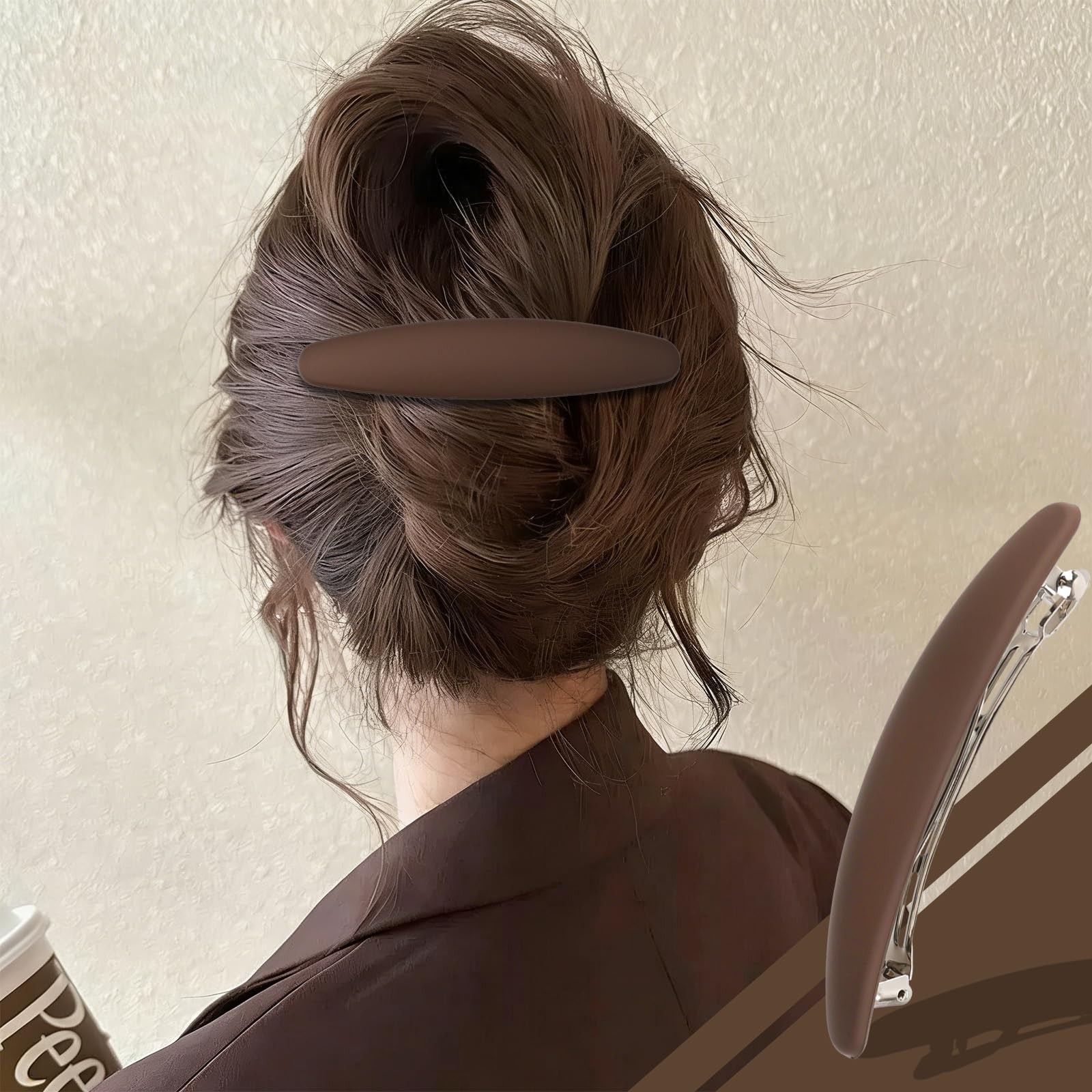 3PCS Large Hair Barrette Matte 4 Inch No Slip 1 Count (Pack of 3), Multicolor