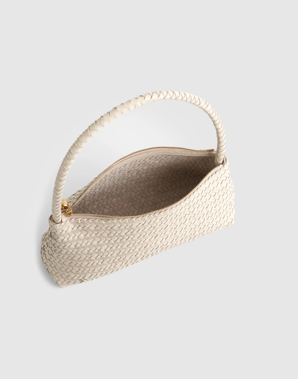 Madewell Signature Woven Mini Zip Shoulder Bag Vintage Muslin Leather OA247