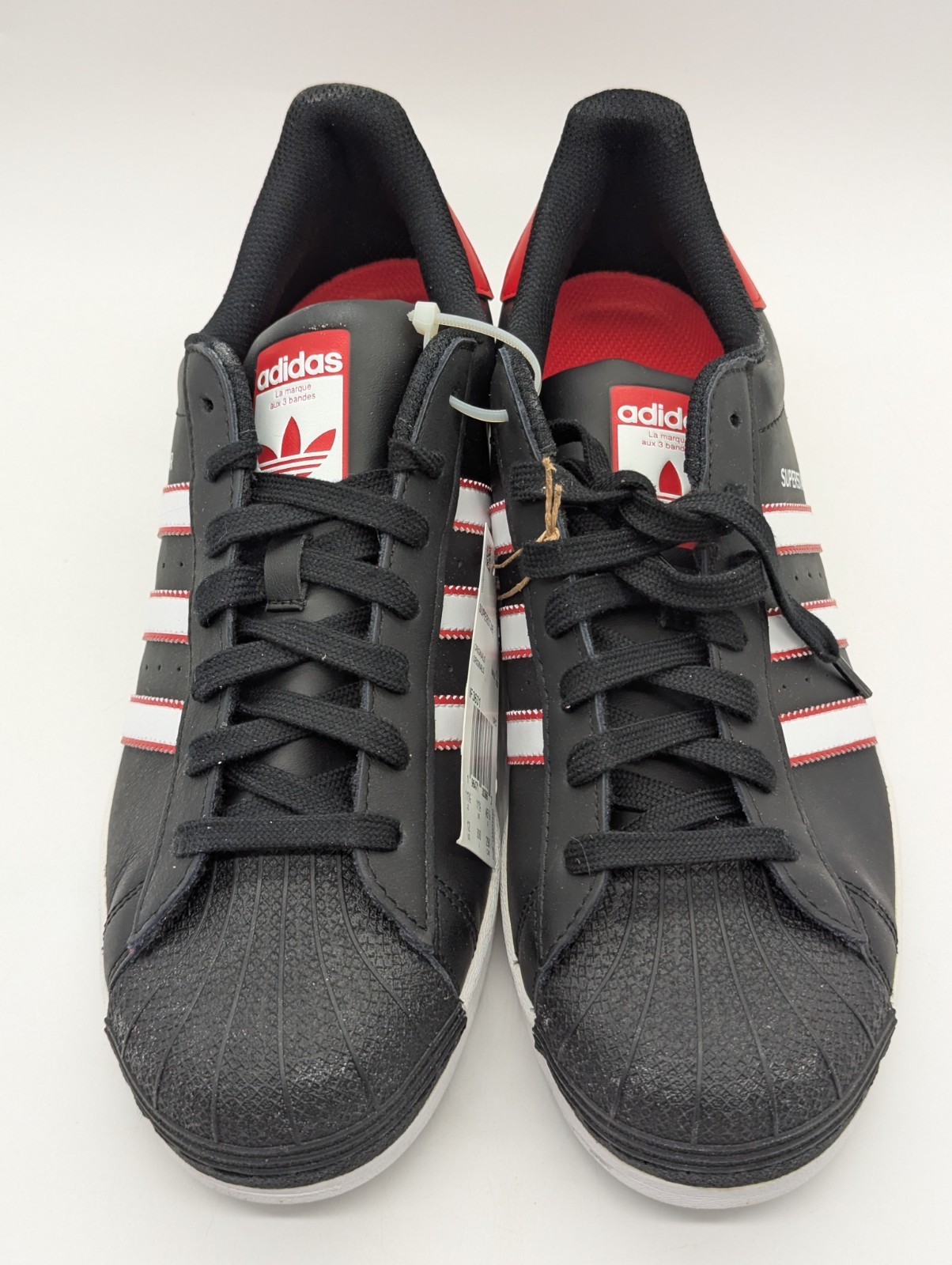 Mens Size 12 Adidas Superstar Black White Scarlet Red Shoes Sneakers IF3631 New