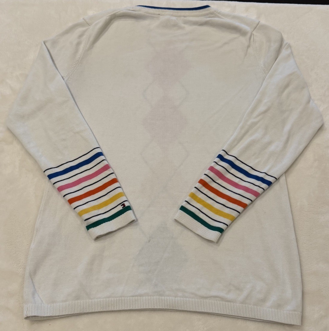 Tommy Hilfiger Sweater Size Medium Argyle Diamond Lightweight Ivory Multicolor