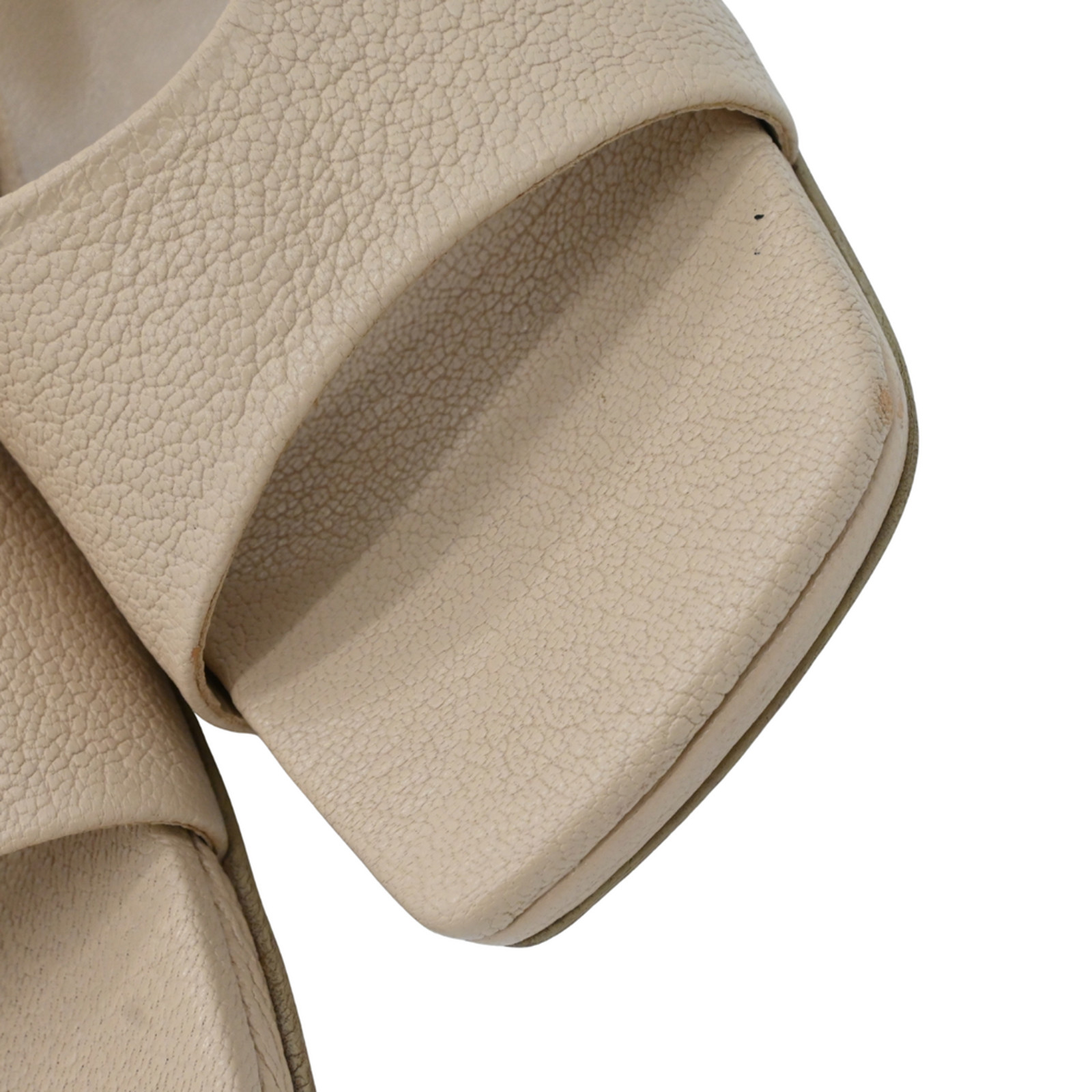 BY FAR | Nude Mora Leather Heel Mules Size 39
