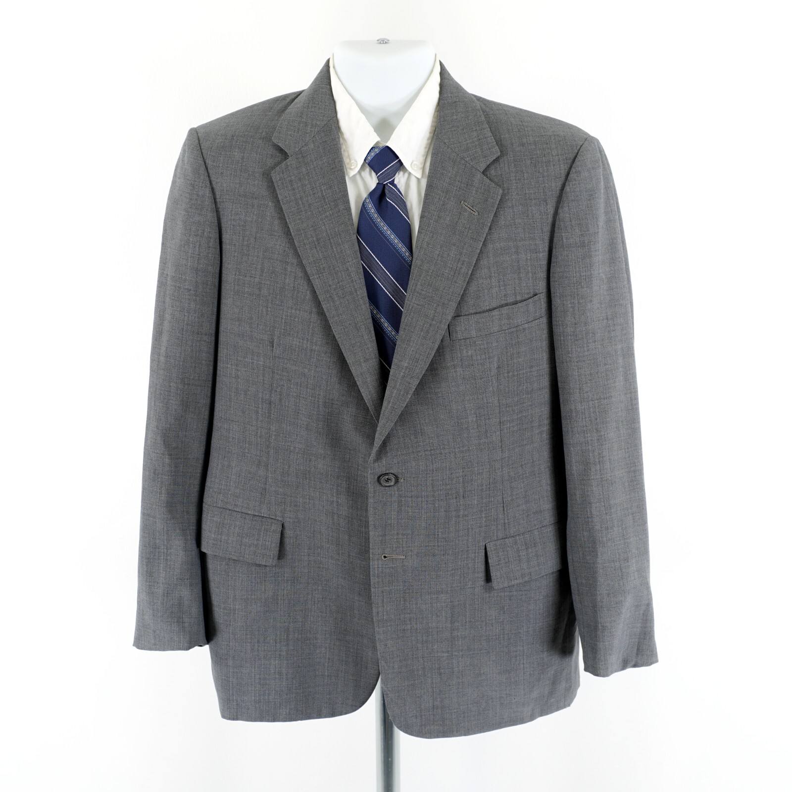 Tom James Gray W/ Hint Of Blue Wool 2 Button Blazer 38S