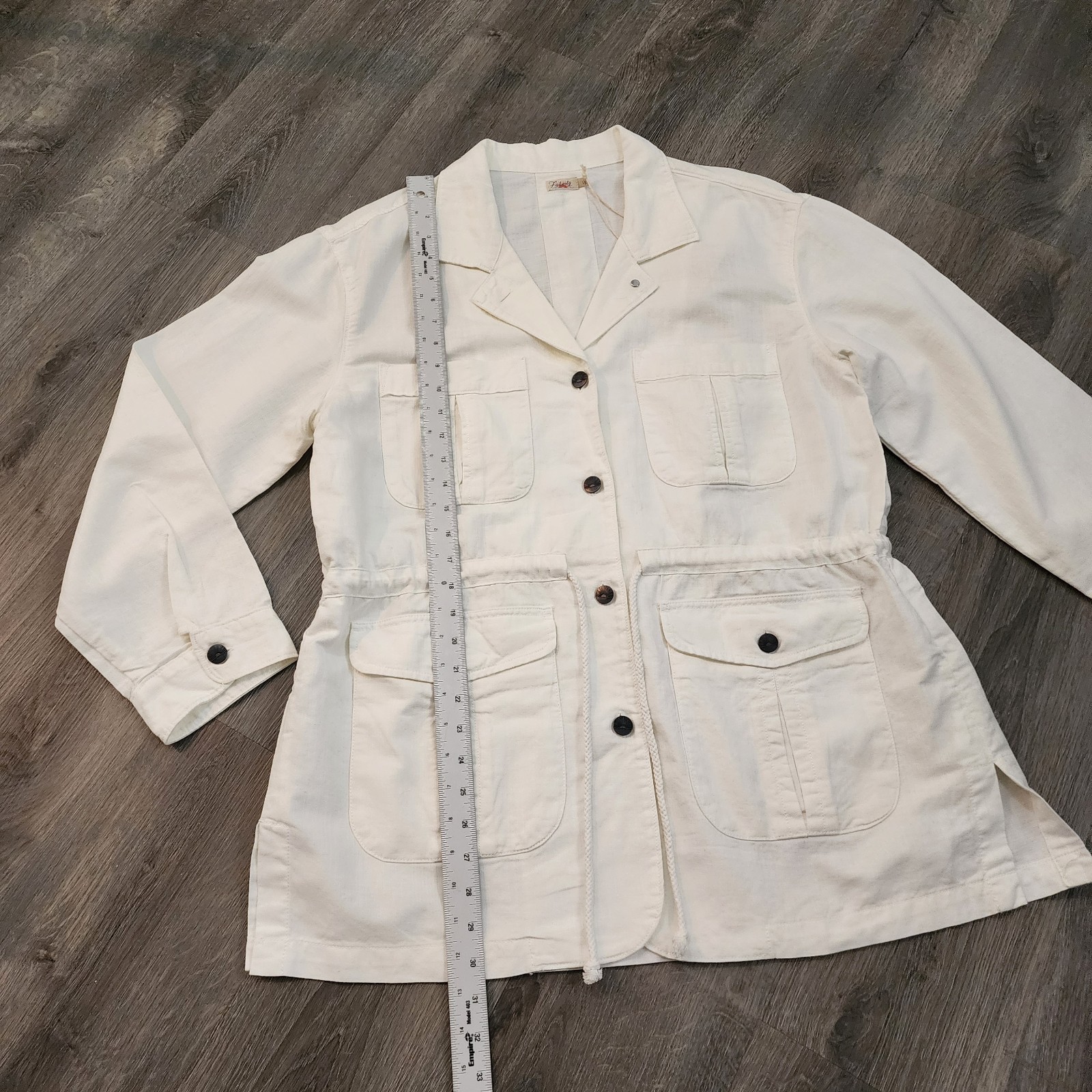 Faherty Larkspur Jacket L NWT White Linen Cotton Safari Coastal Utility $248