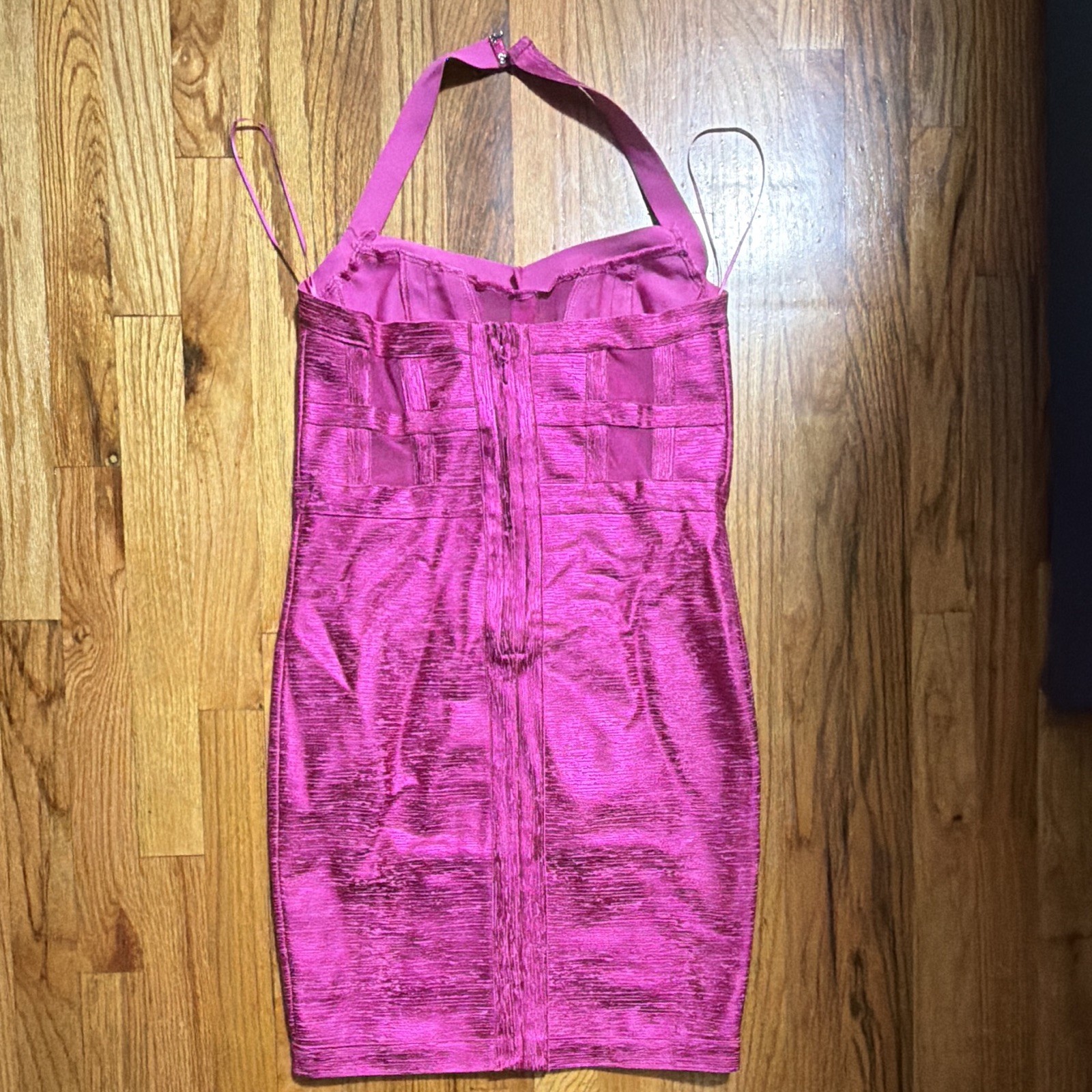 Fashion Nova Pink Bandage Bodycon Mini Dress Sweetheart Neckline L Poly/Spandex