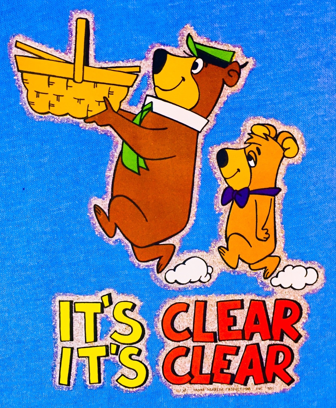 YOGI BEAR Hanna Barbera Huckleberry Hound classic cartoons vtg t-shirt iron-on