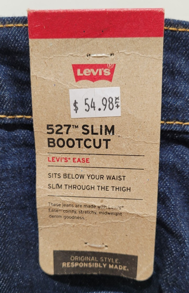 New Levi’s 527 Slim Bootcut 38 X 30 Men’s Stretchy Zipper Fly Blue Jeans
