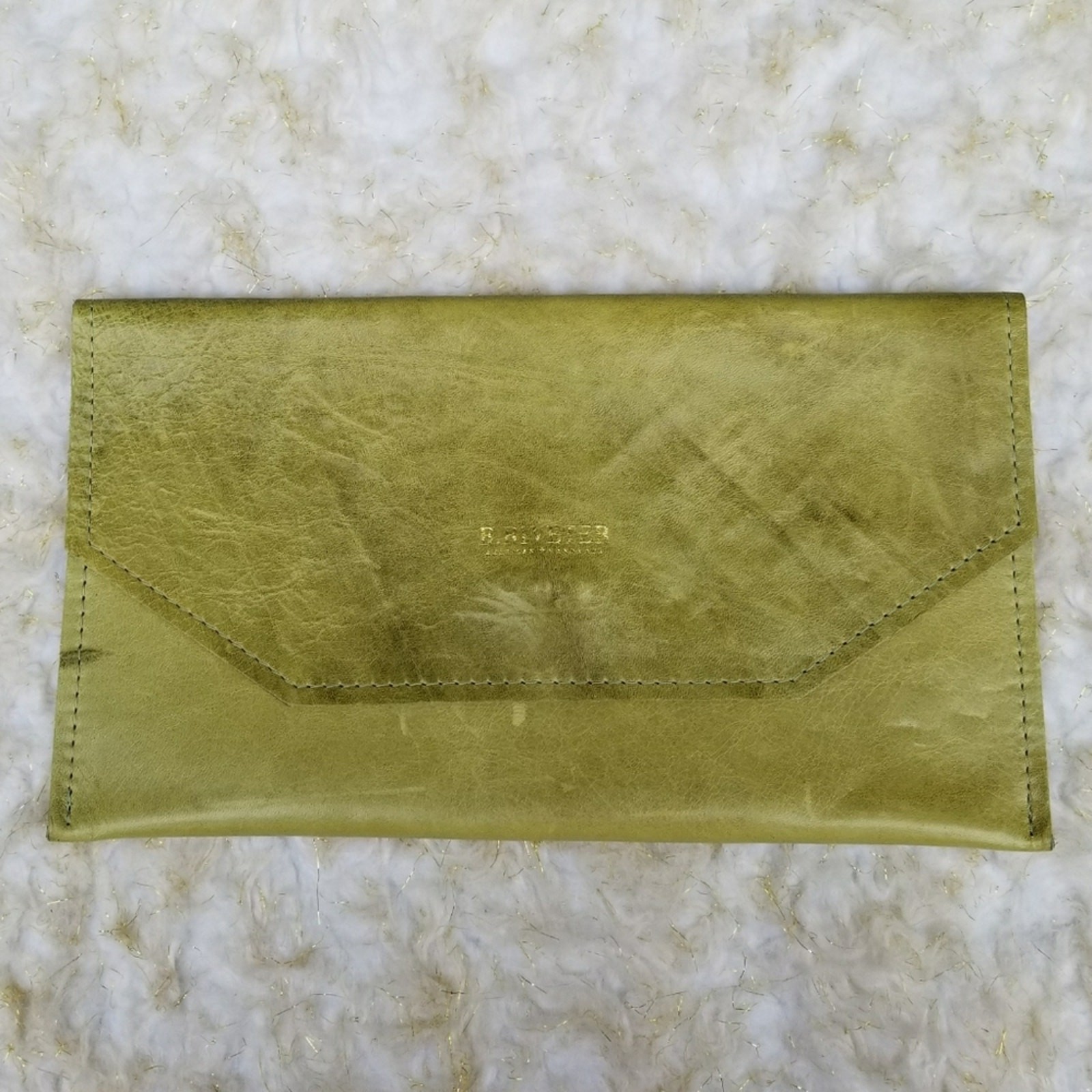 R. Riveter Green Leather Envelope Clutch Handmade Travel Document Folio USA