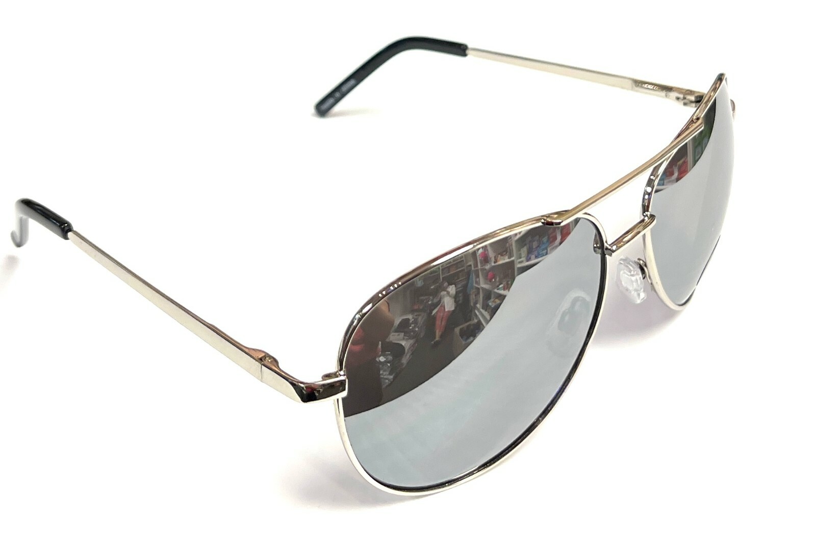 Aviator Sunglasses Black Mirror Lens Men Women Silver Spring Hinge Pilot UV 400