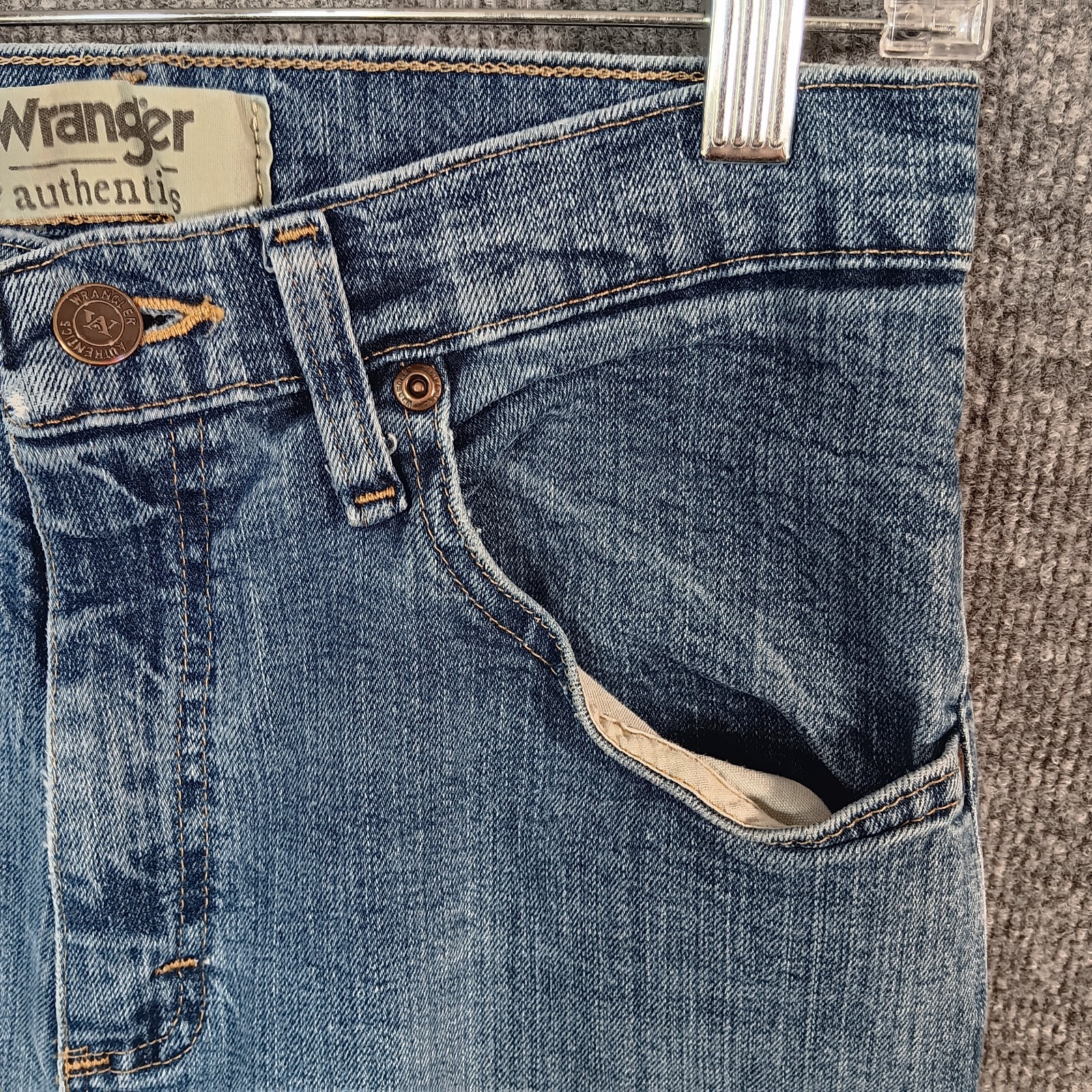 Wrangler Authentics Straight Leg Jean Blue Denim Cotton Stretch Medium Wash