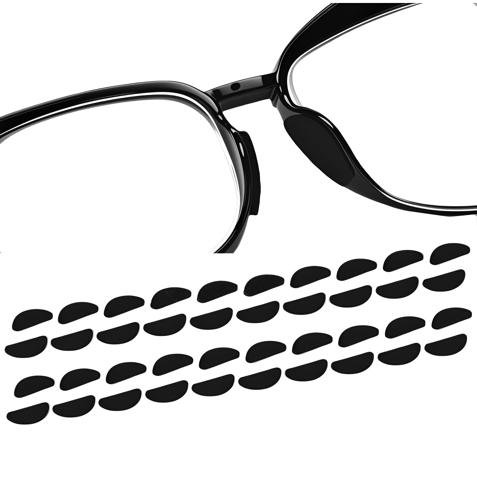 Compatible with Ray-Ban 20 pieces of 1mm wide nose pads, Black/20pairs
