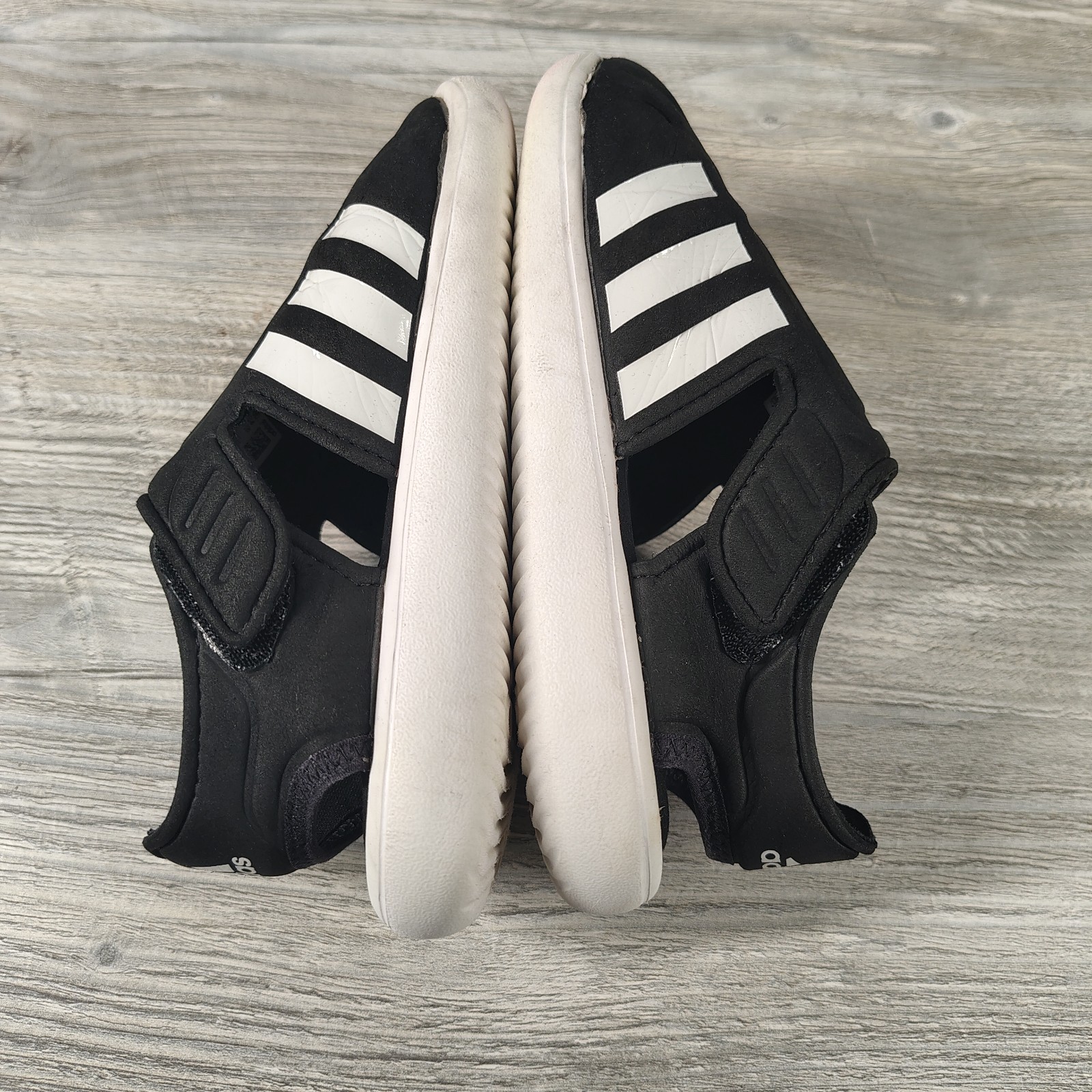 Adidas Toddler Unisex 11K Black White Slip On Water Shoes Pool Beach EUC