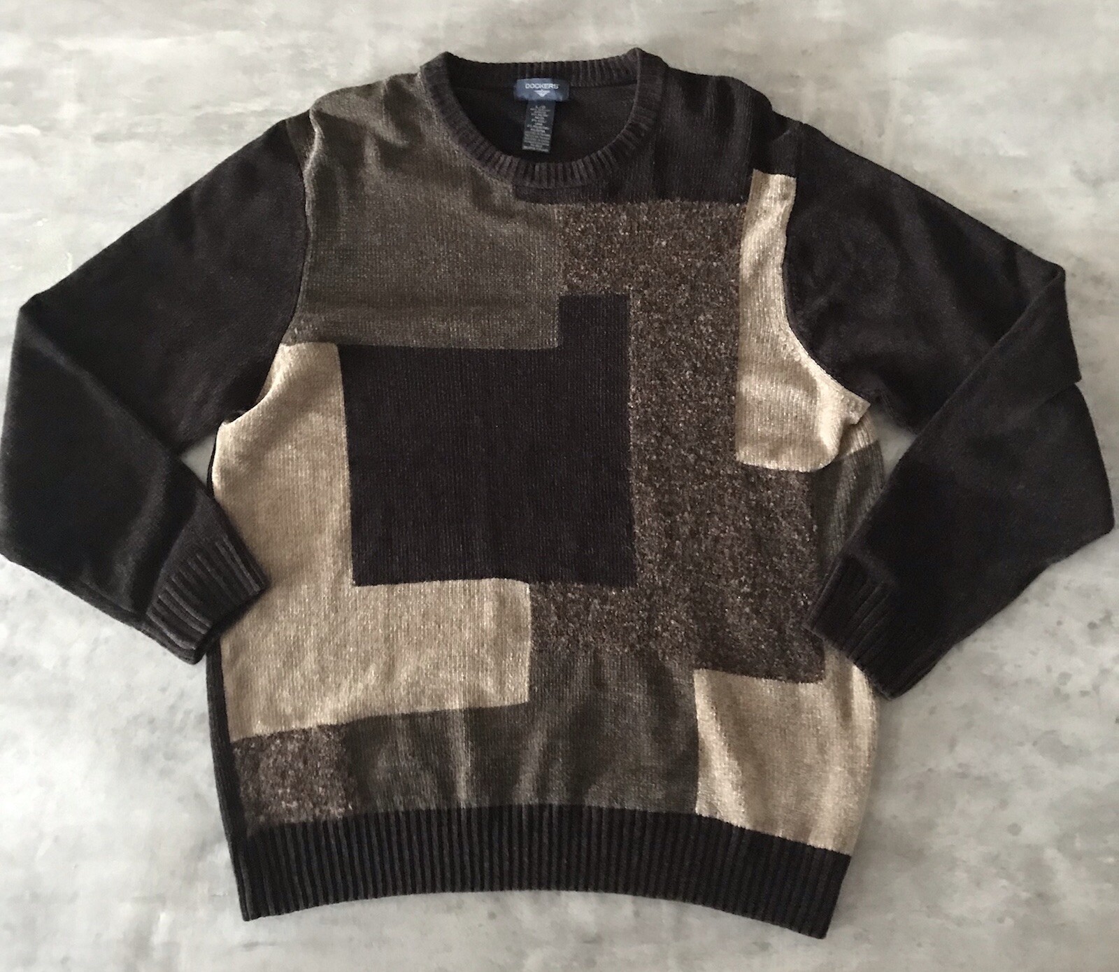 Vintage 90s Y2K Sweater Mens Large Wool Geometric Grunge Skater Grandpa Hip Hop