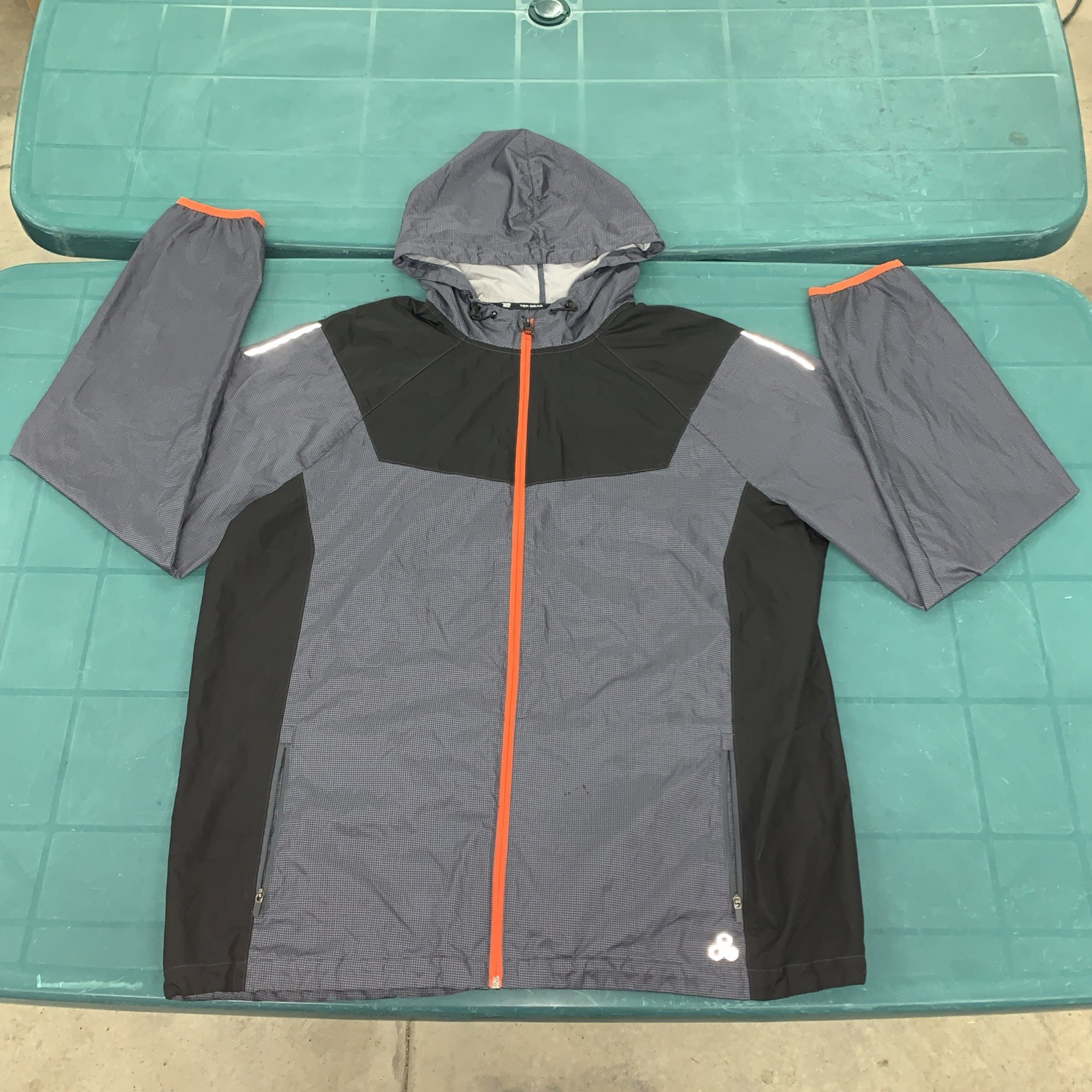 TekGear XXL Charcoal Gray/Orange Jacket Reflective Stash Pocket Skater Ravers