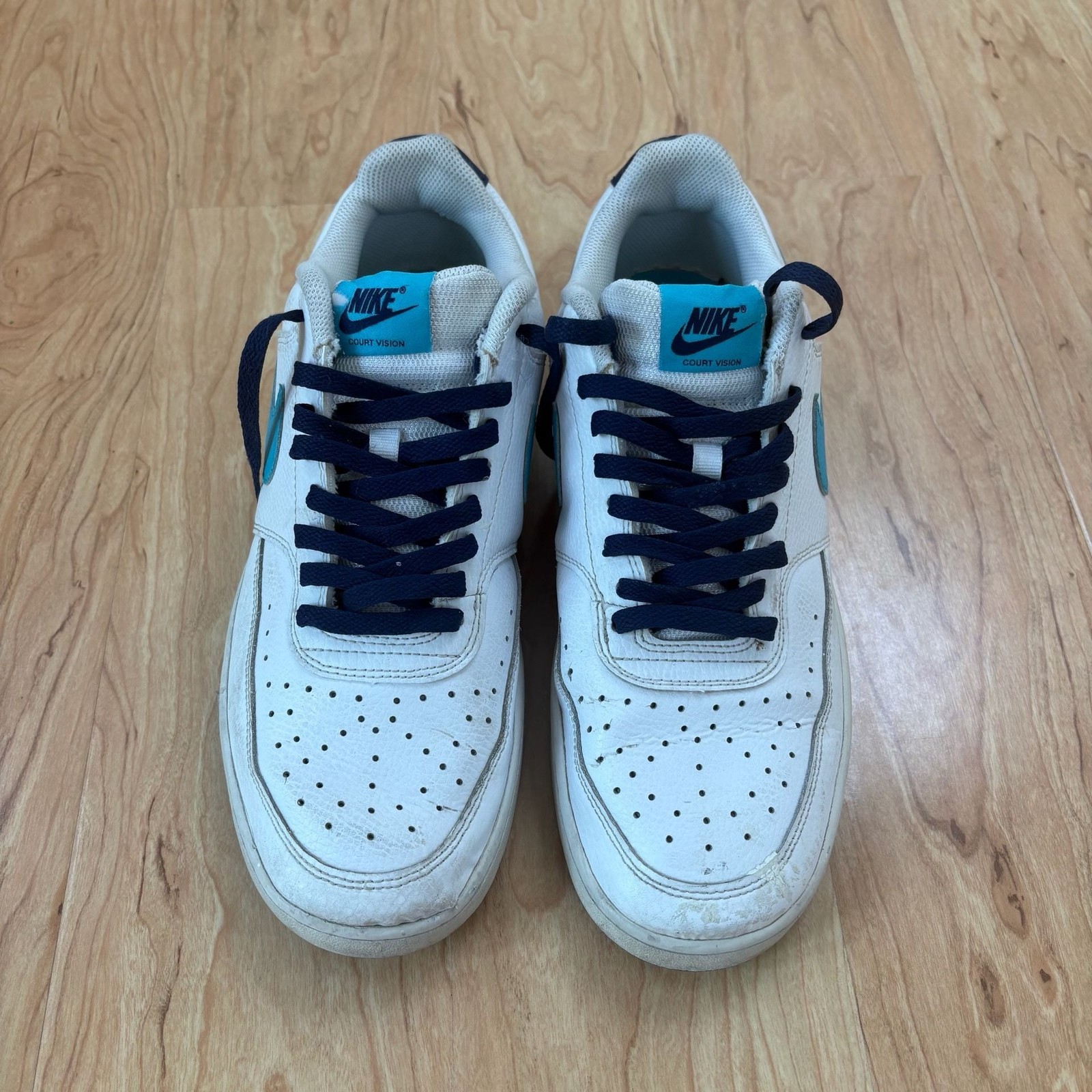 Nike Court Vision Low White/Turquoise Blue-Blue Void