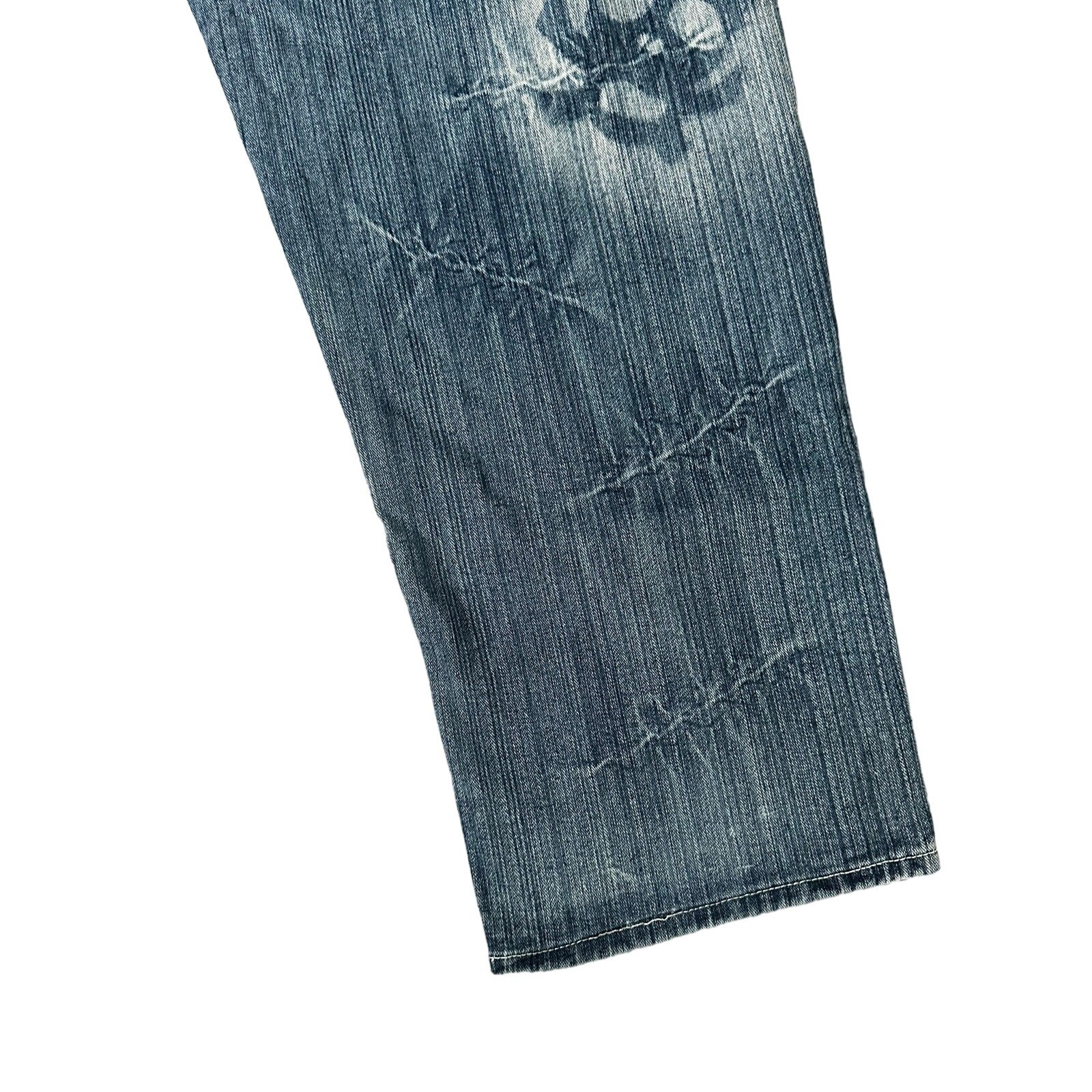 Muka Jeans Baggy Y2K Airbrushed Skull Stitches All Over Design Grunge Jeans 42