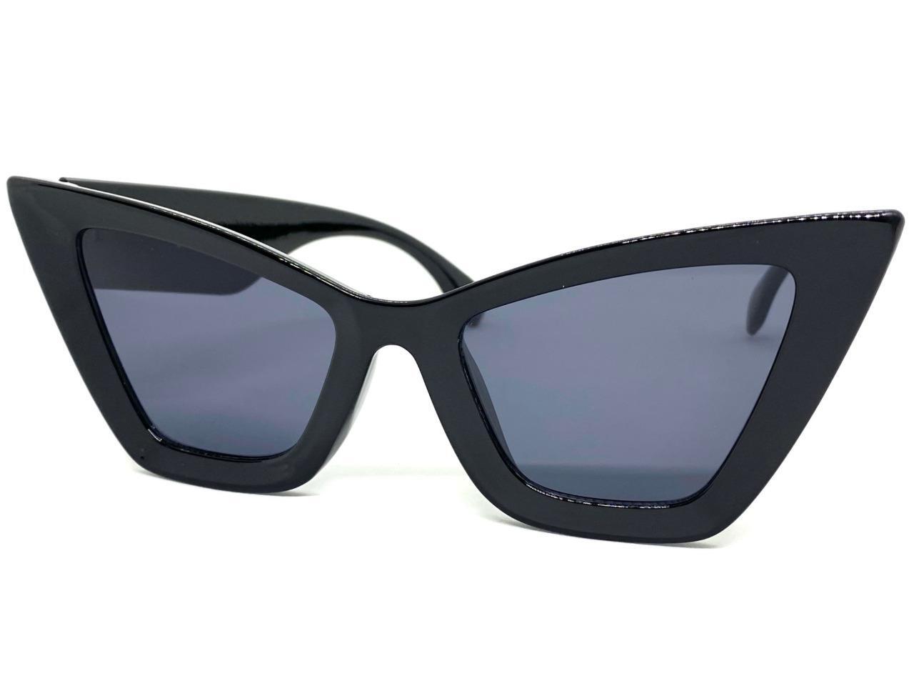 OVERSIZED Exaggerated Classy Elegant Modern Retro Cat Eye SUNGLASSES Black Frame