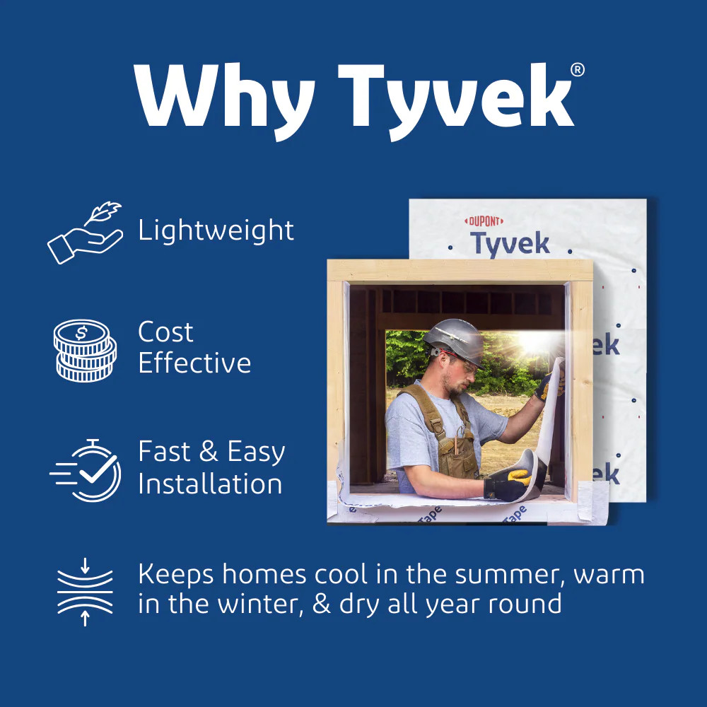 Tyvek 9-ft x 150-ft Water Resistant UV Resistant Non-Woven House Wrap 1350|11434