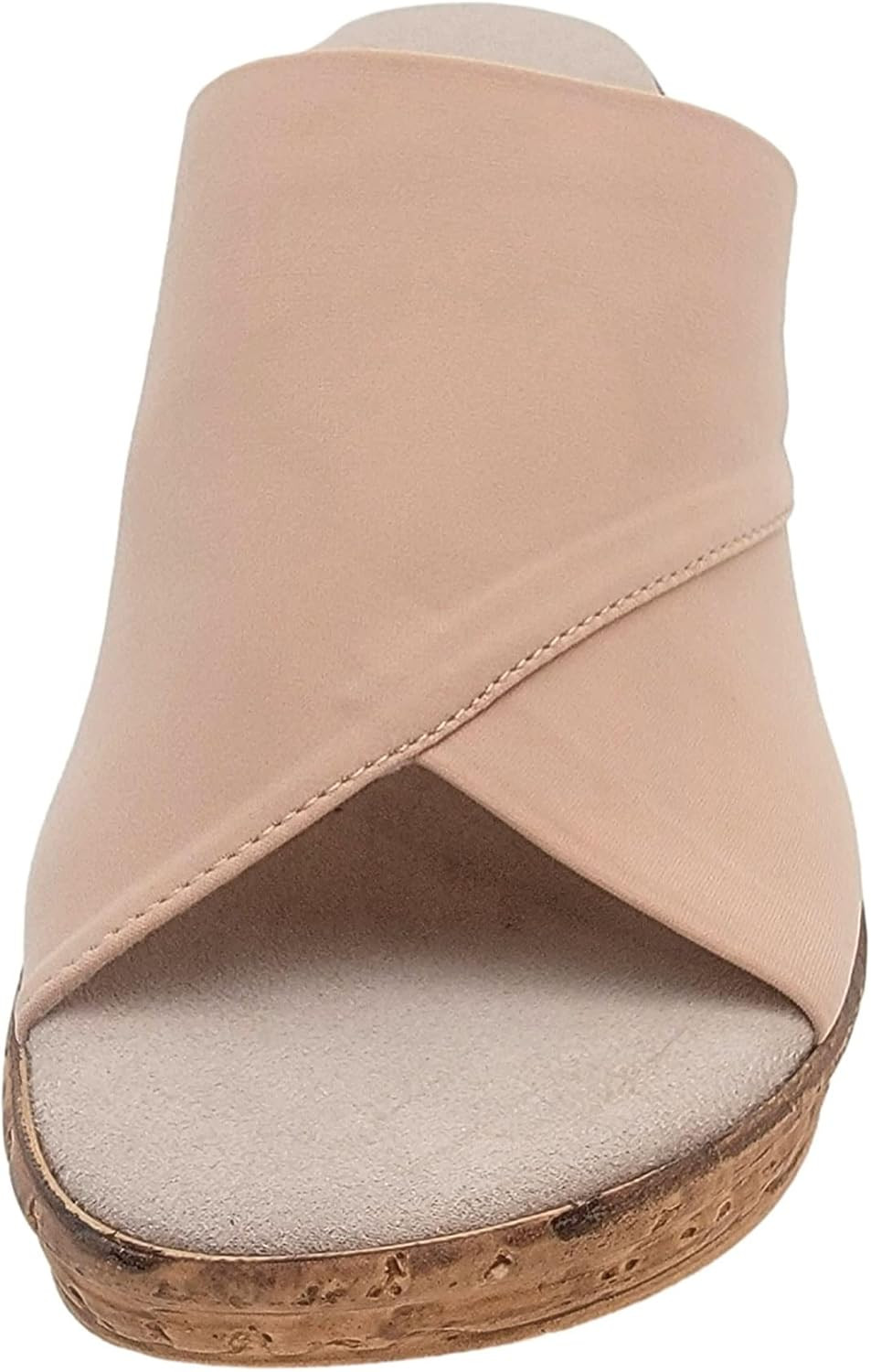 Women’s Onex Leather Wedge Slide Sandals Champagne Nude Beige Made in Italy