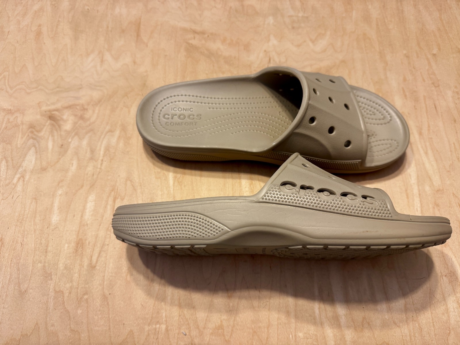 Crocs Baya Slide, Beige, Mens Size 12