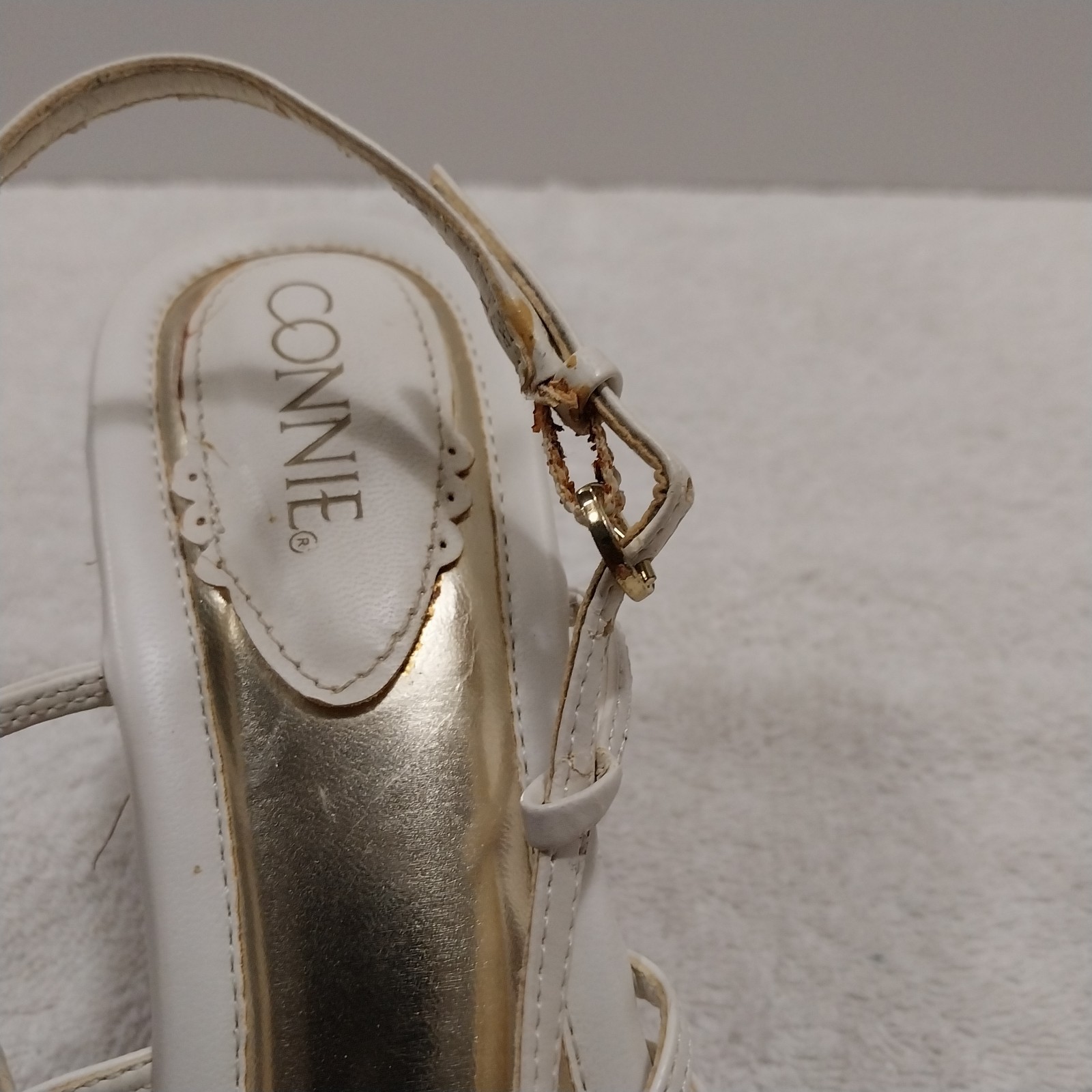 Vintage Connie Heels Size 8M White Straps #C002
