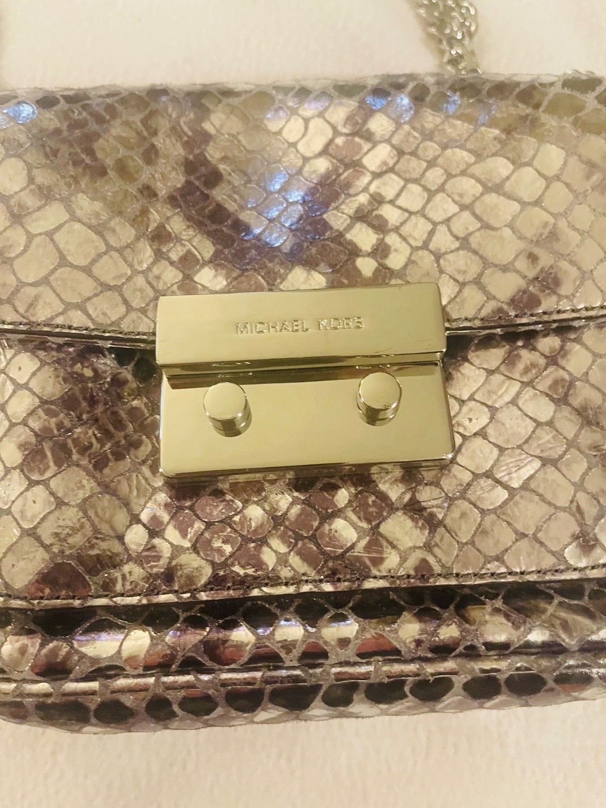 Michael Kors Small Crossbody Bag in Metallic Snakeskin Pattern