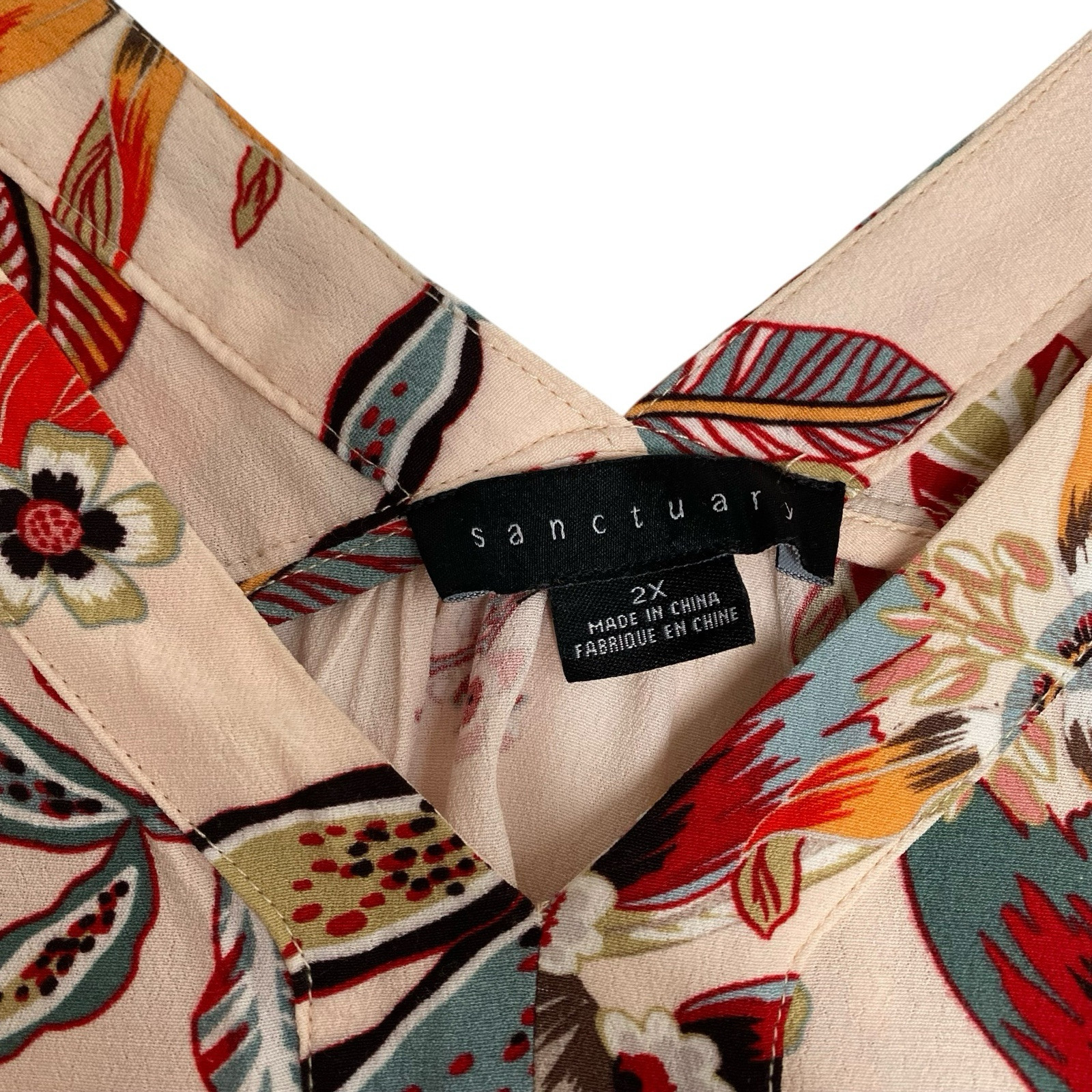Sanctuary Floral Top Blouse 2X Multicolor Cap Sleeve Summery Everyday Casual